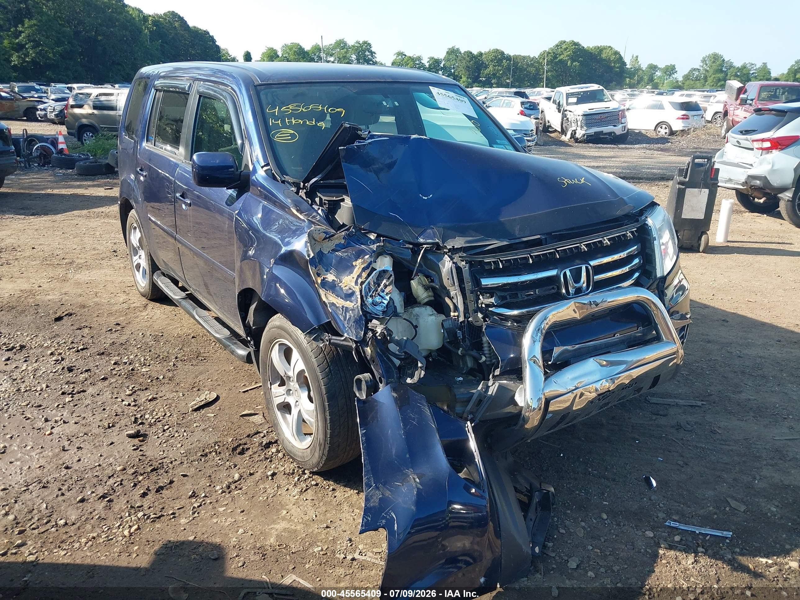 2014 Honda Pilot Ex Blue vin: 5FNYF4H45EB053768