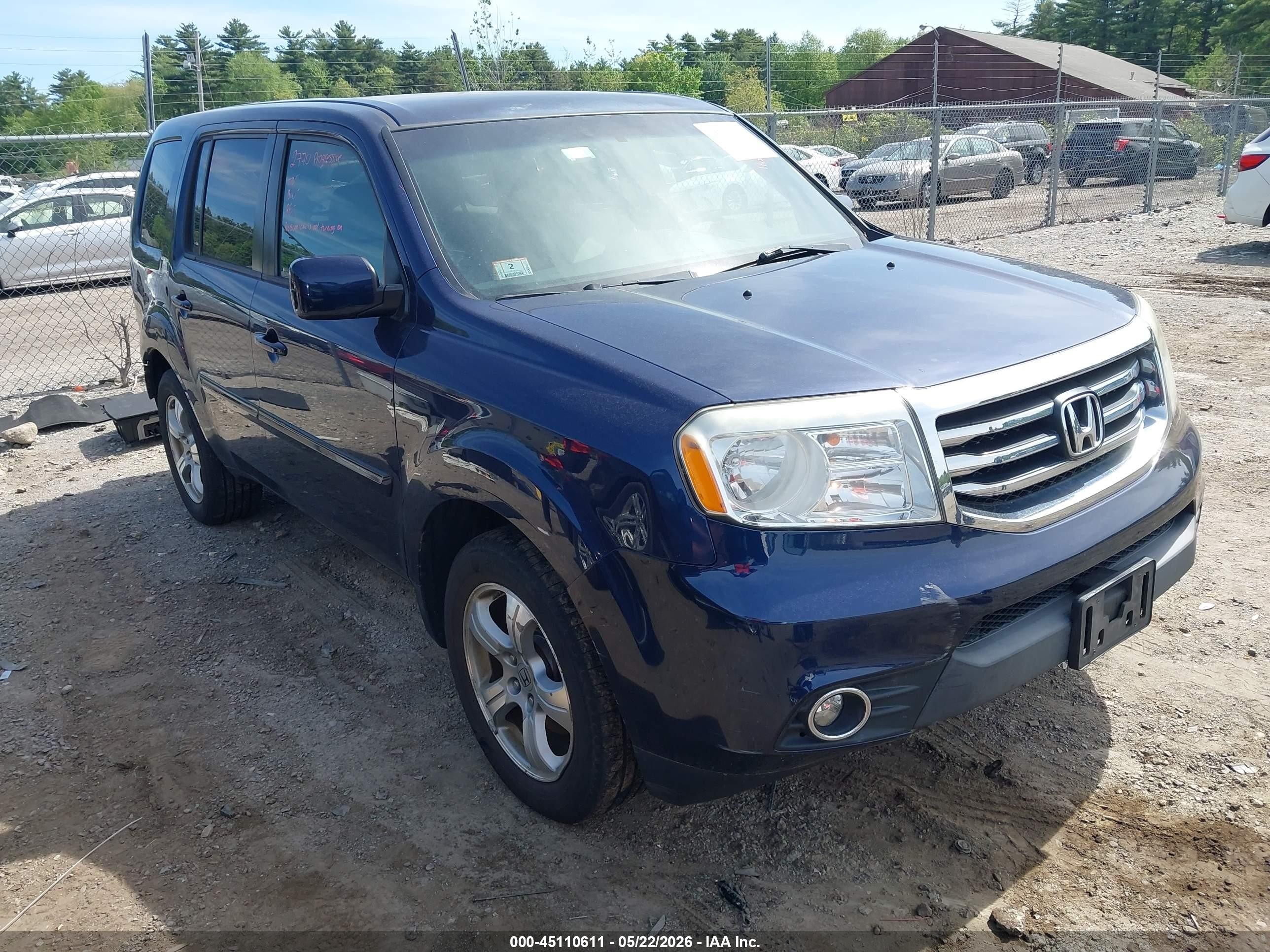 2014 Honda Pilot Ex Синий vin: 5FNYF4H45EB053804