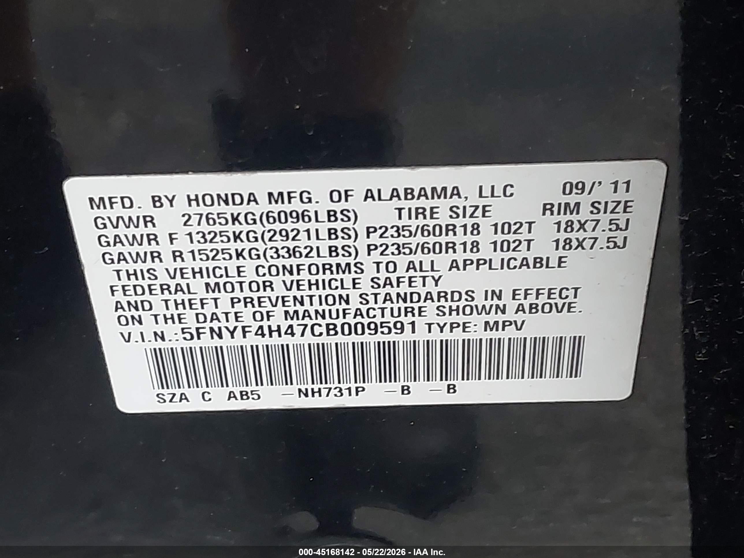 2012 Honda Pilot Ex Черный vin: 5FNYF4H47CB009591