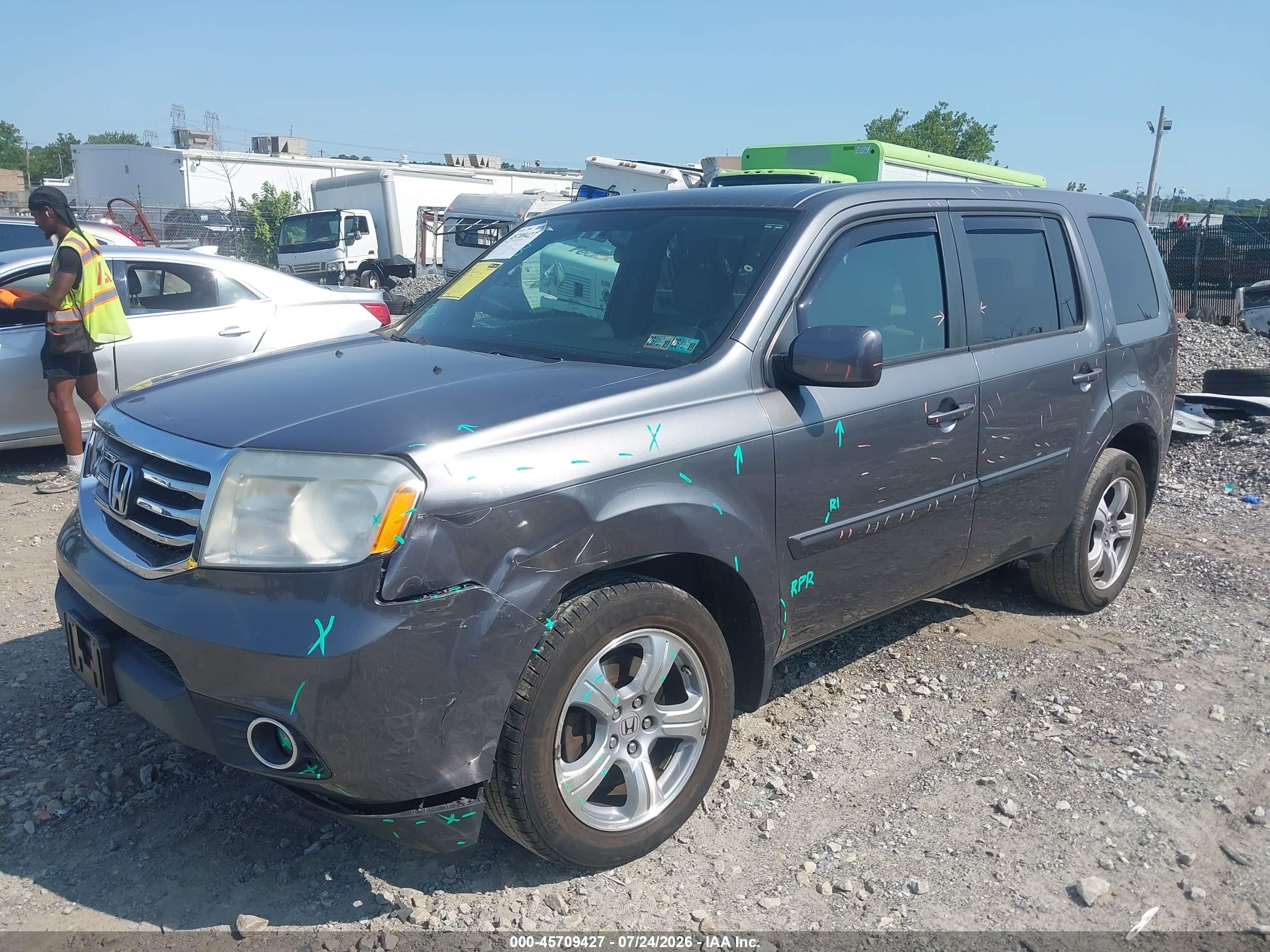 2015 Honda Pilot Ex Gray vin: 5FNYF4H47FB003746
