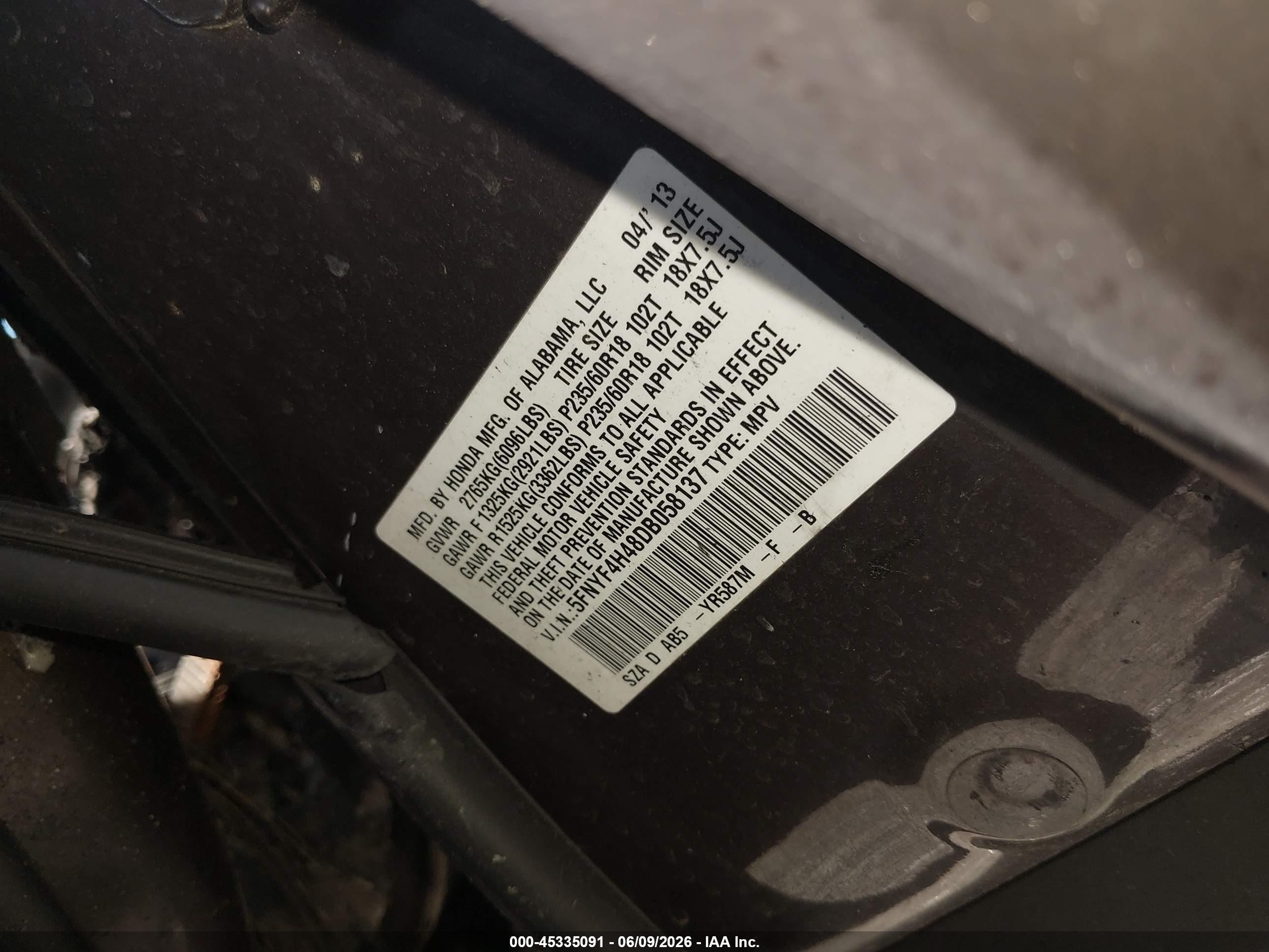2013 Honda Pilot Ex Brown vin: 5FNYF4H48DB058137
