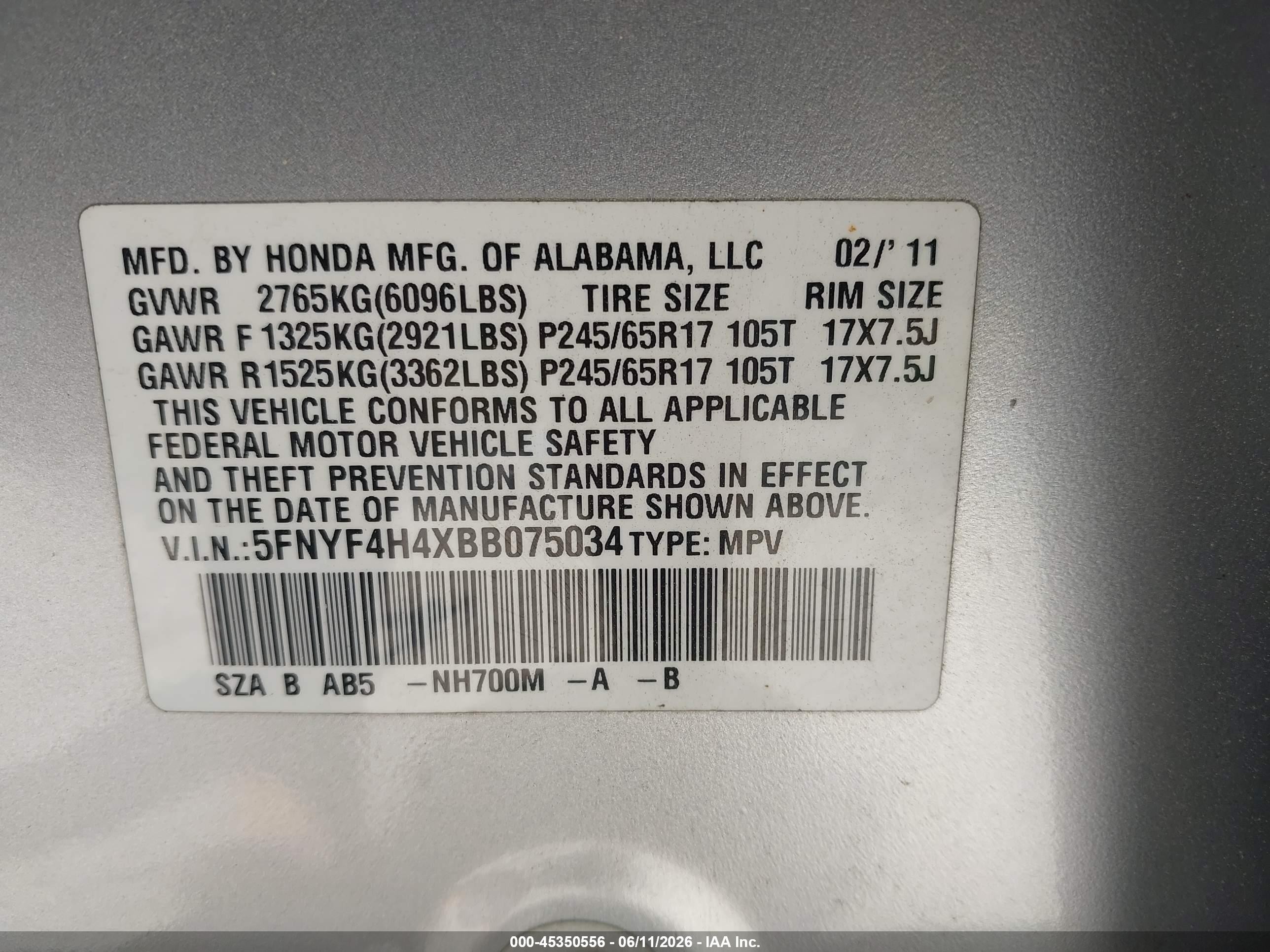 2011 Honda Pilot Ex Silver vin: 5FNYF4H4XBB075034