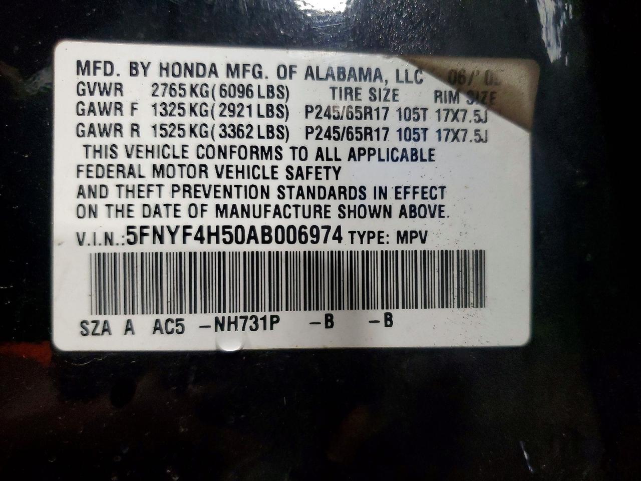 2010 Honda Pilot Exl Black vin: 5FNYF4H50AB006974
