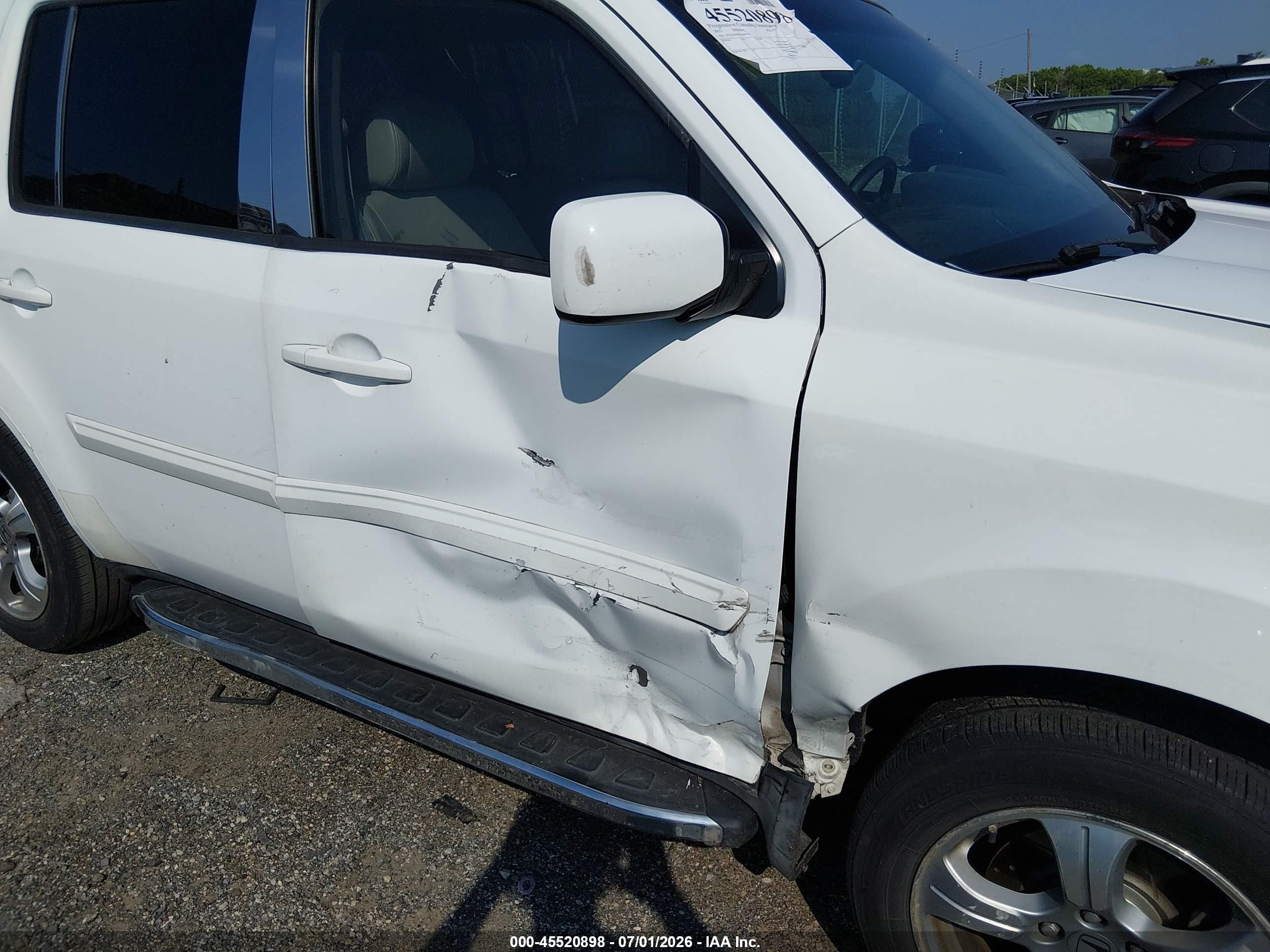 2012 Honda Pilot Ex-l White vin: 5FNYF4H50CB043431