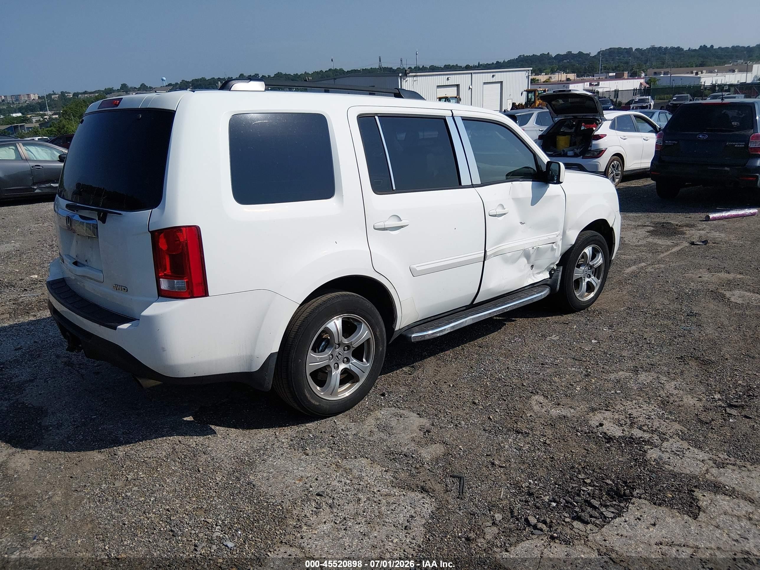 2012 Honda Pilot Ex-l White vin: 5FNYF4H50CB043431