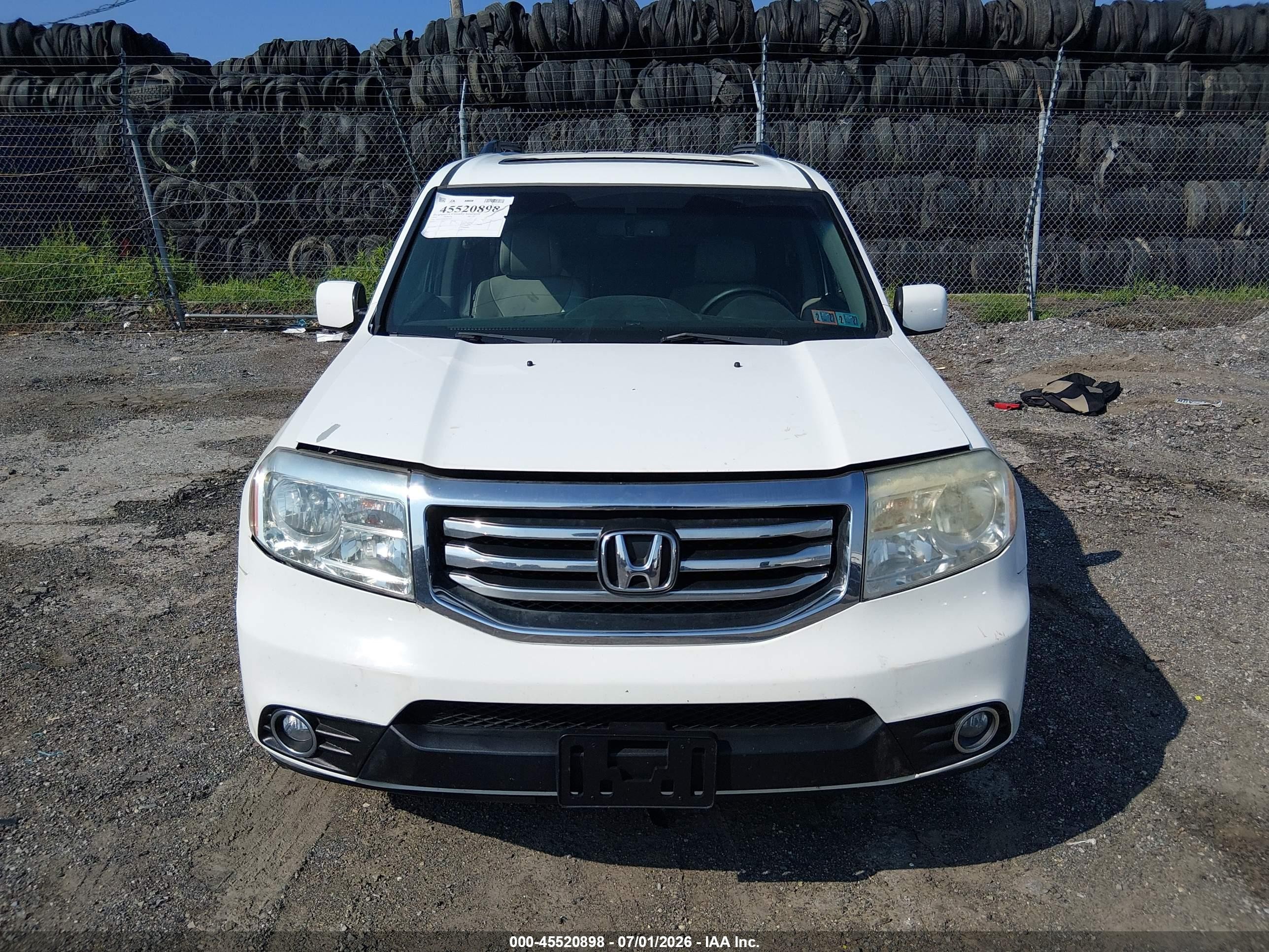 2012 Honda Pilot Ex-l White vin: 5FNYF4H50CB043431