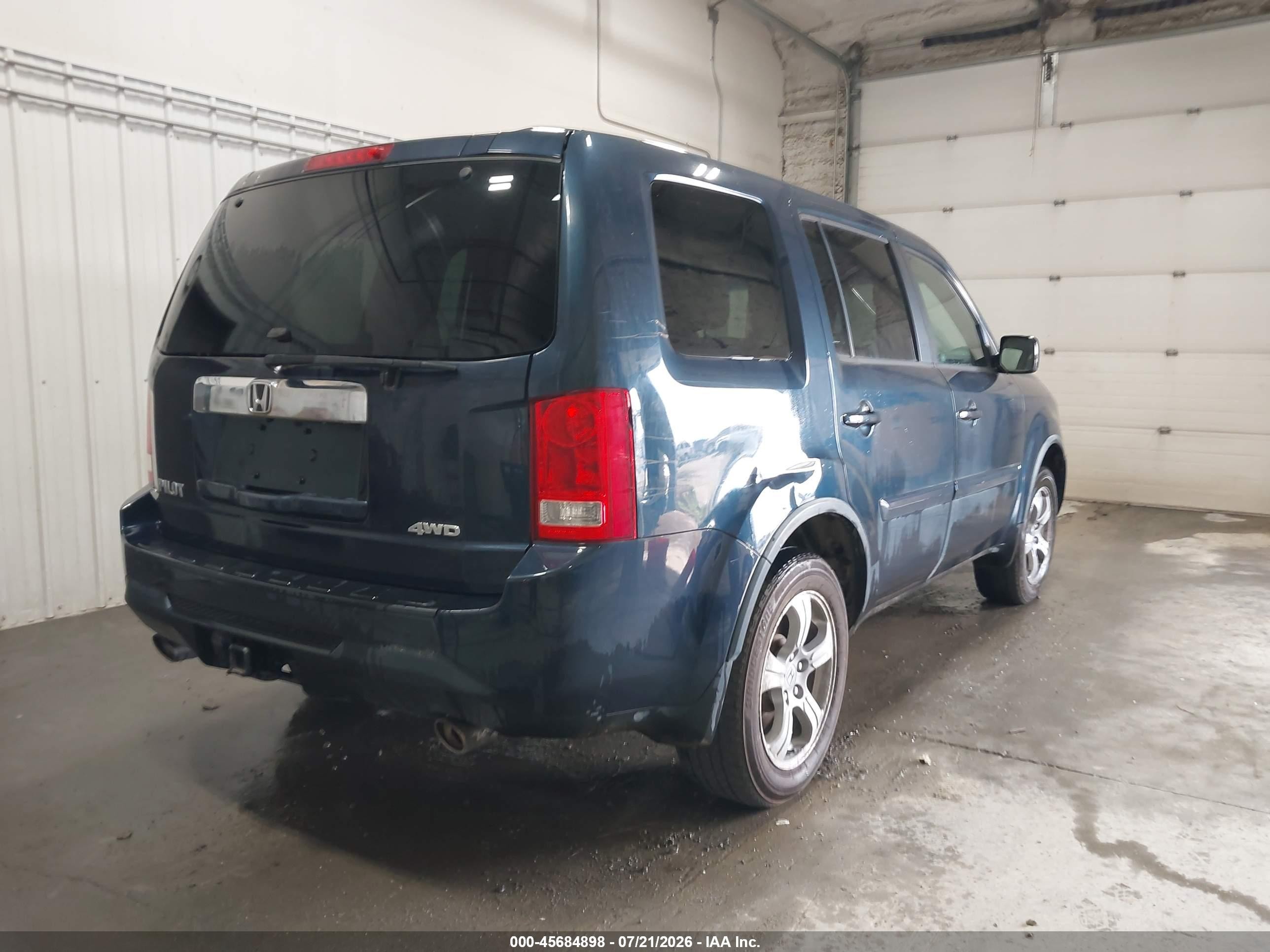 2012 Honda Pilot Ex-l Blue vin: 5FNYF4H50CB067857