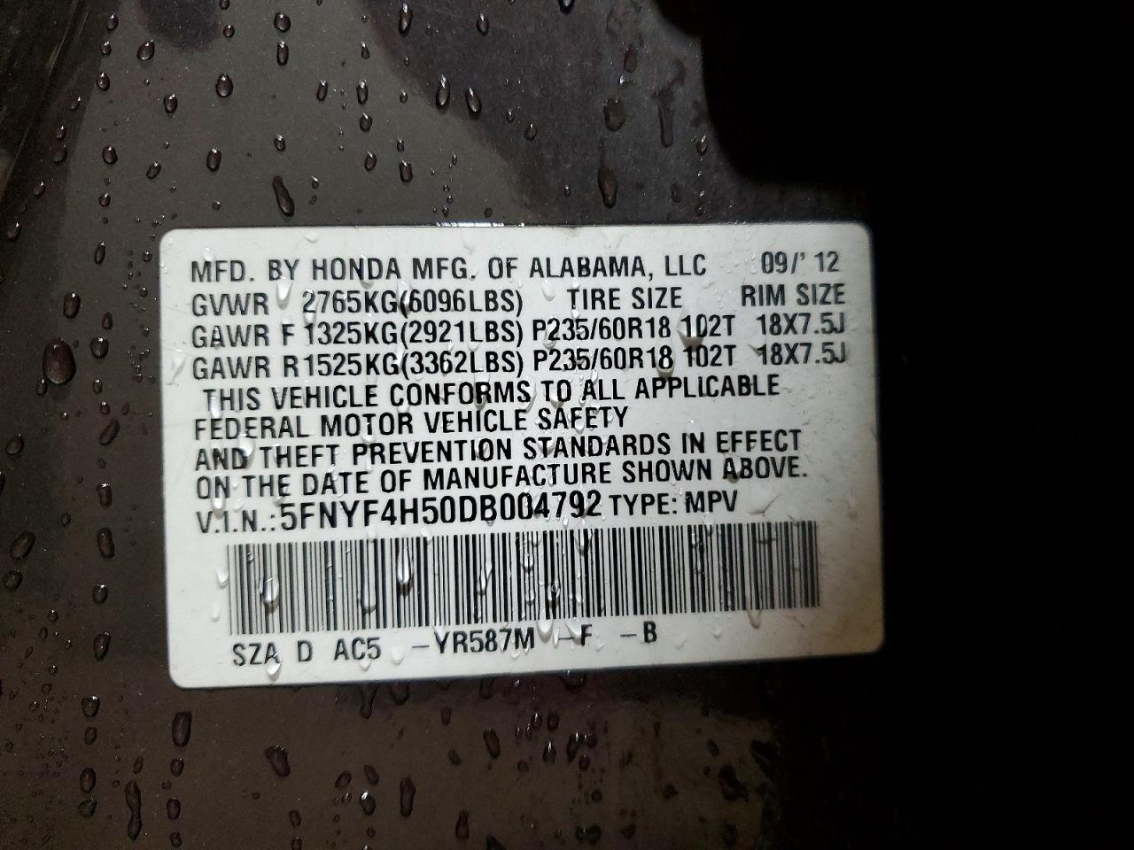 2013 Honda Pilot Exl Gray vin: 5FNYF4H50DB004792