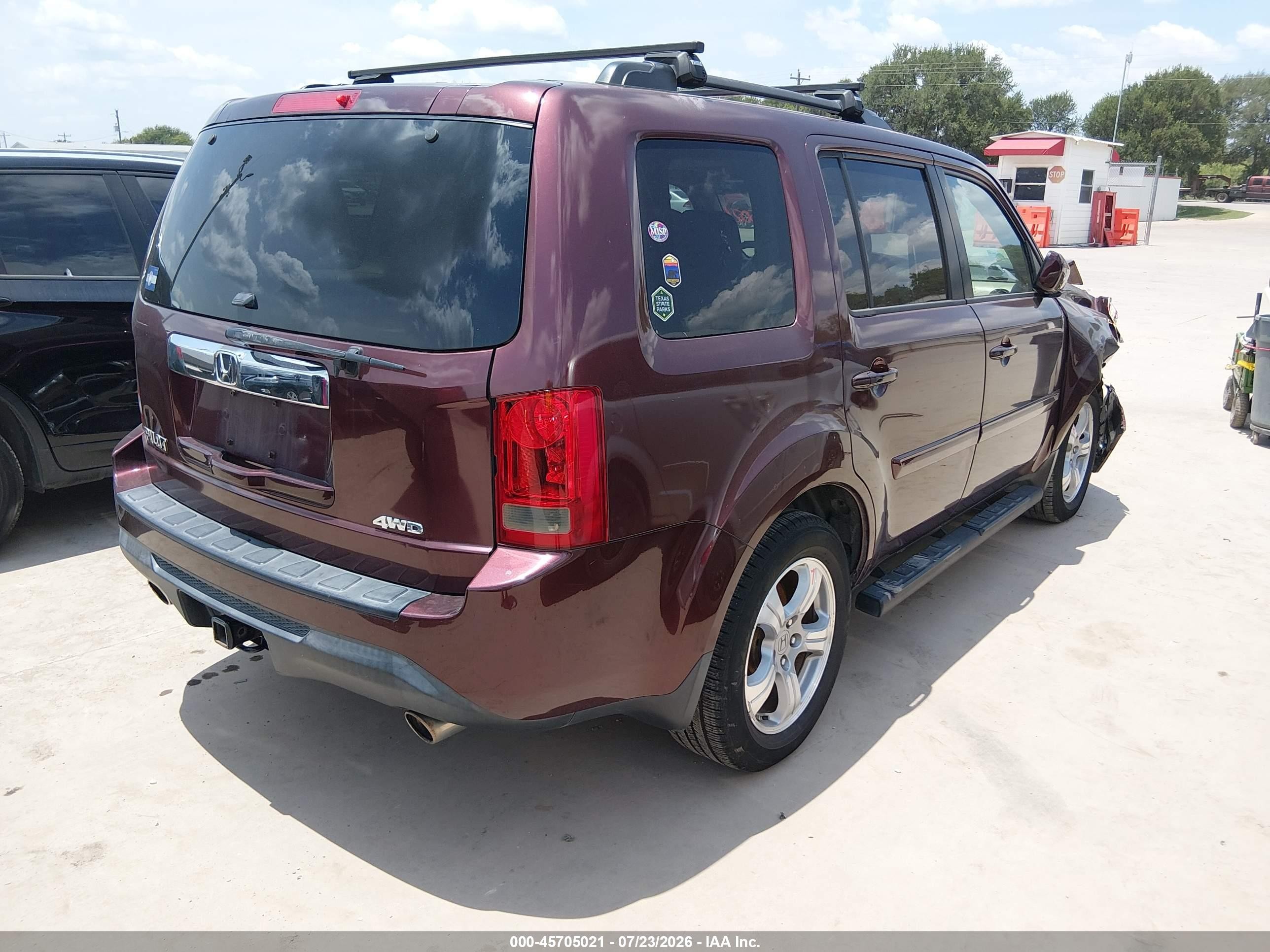 2013 Honda Pilot Ex-l Burgundy vin: 5FNYF4H50DB073174