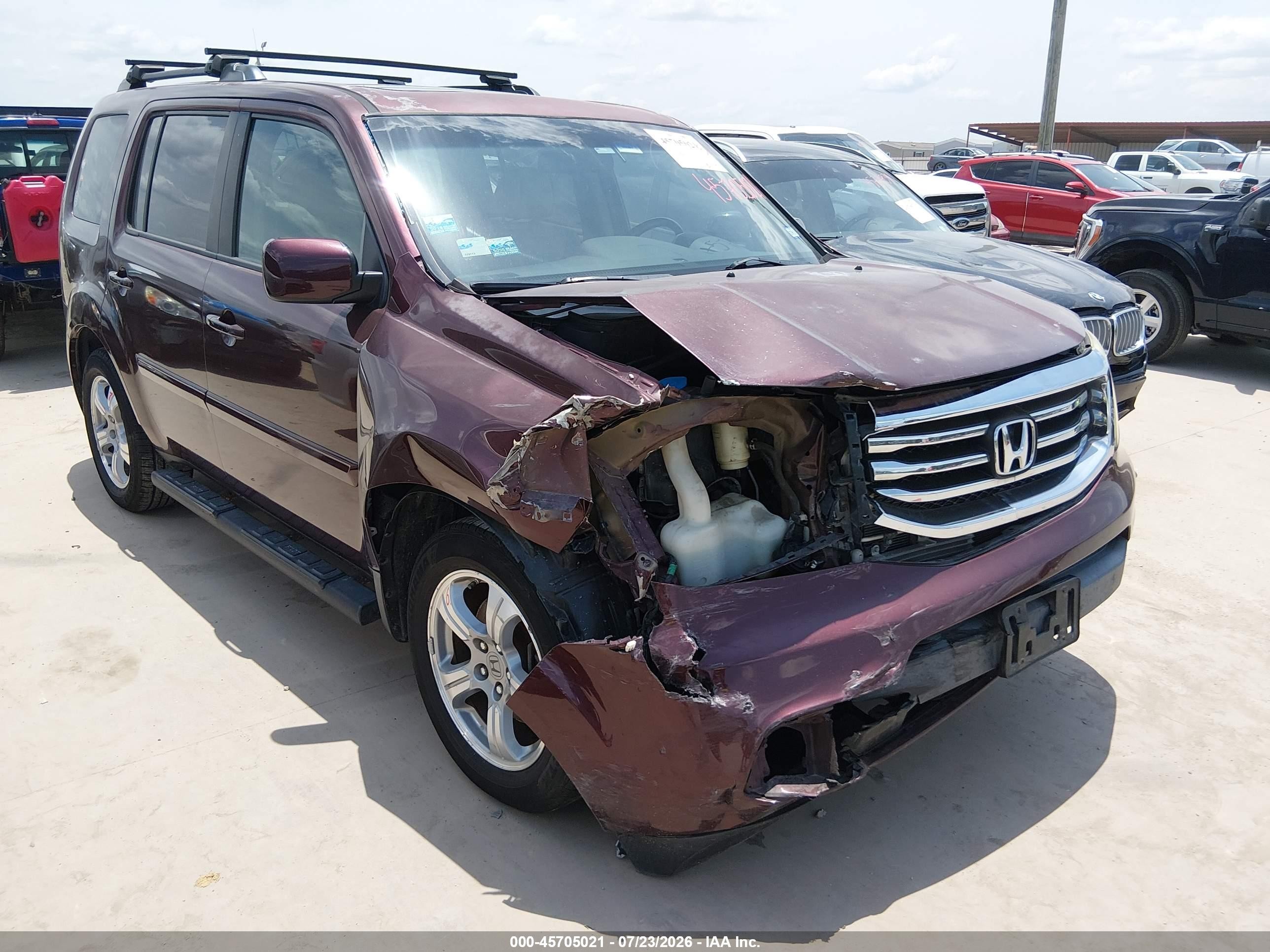 2013 Honda Pilot Ex-l Burgundy vin: 5FNYF4H50DB073174