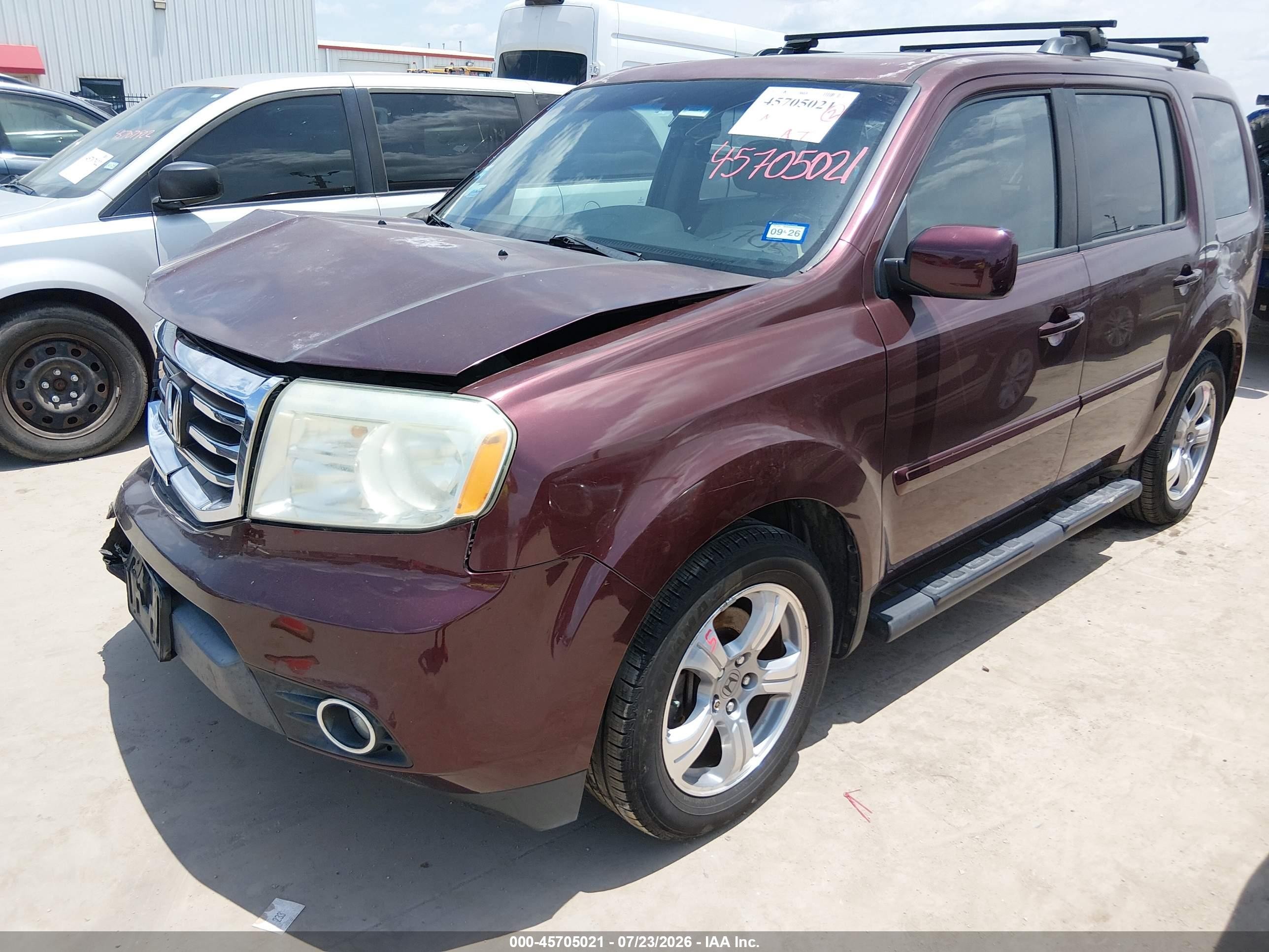 2013 Honda Pilot Ex-l Burgundy vin: 5FNYF4H50DB073174
