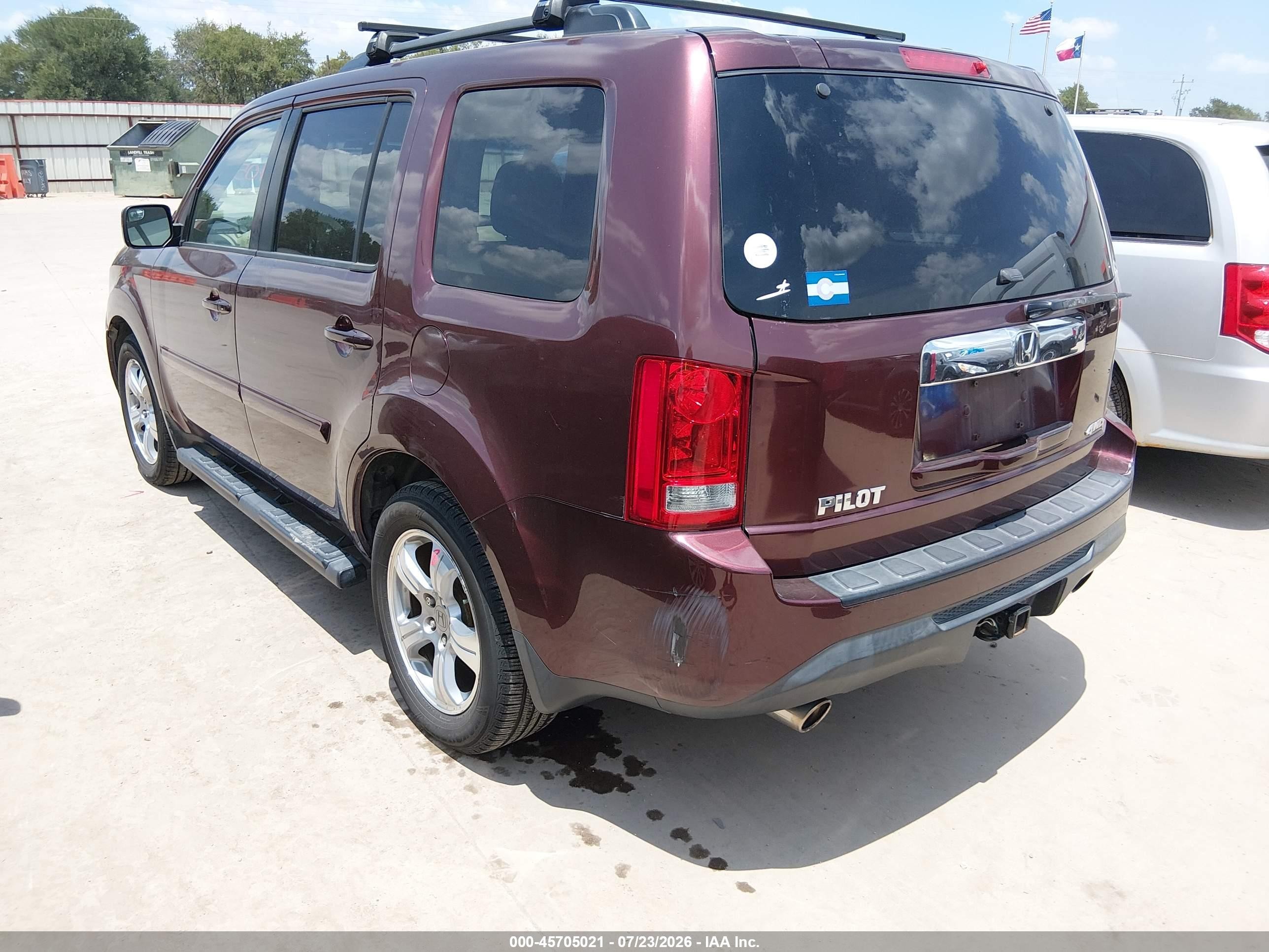 2013 Honda Pilot Ex-l Burgundy vin: 5FNYF4H50DB073174