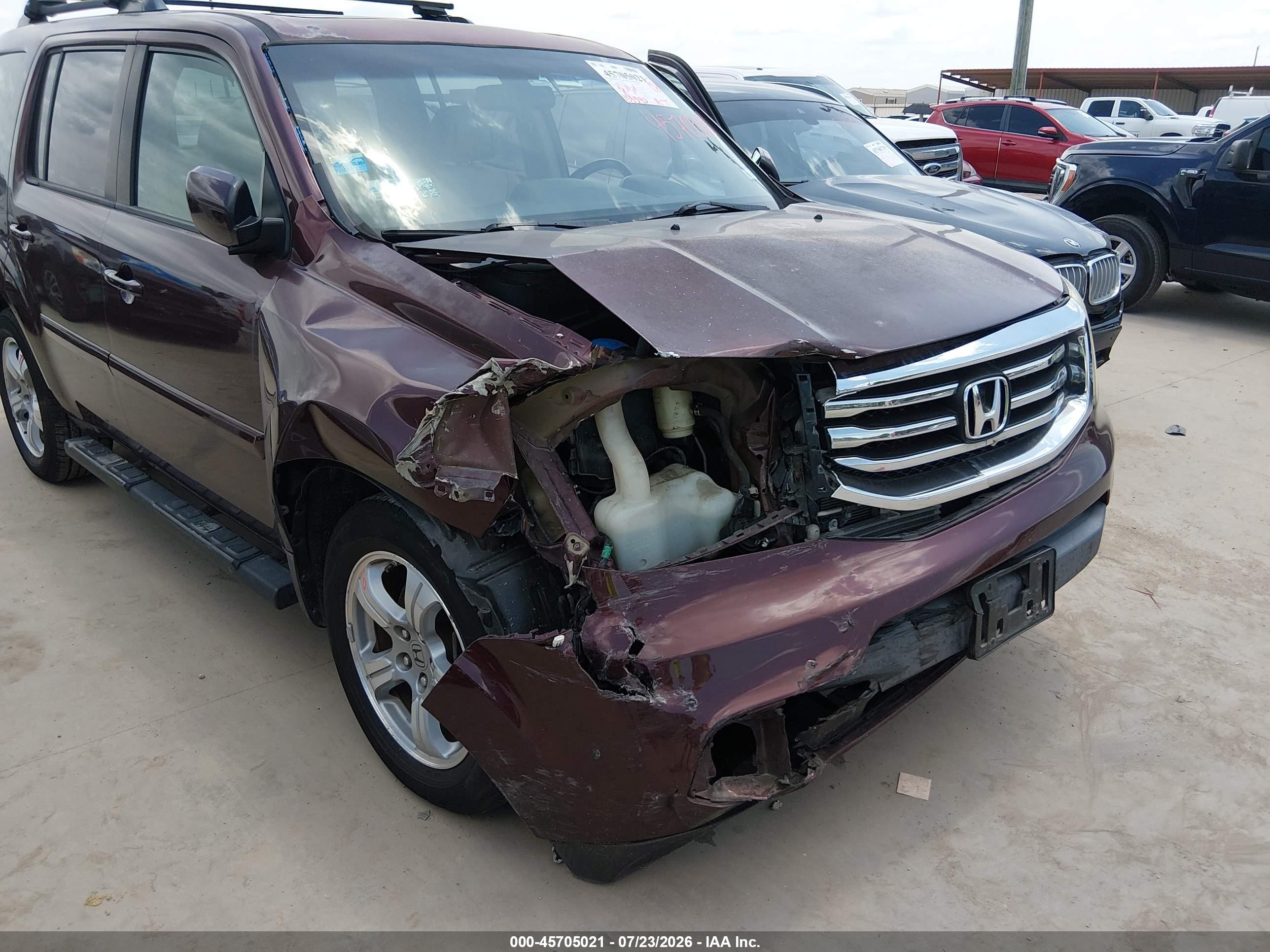 2013 Honda Pilot Ex-l Burgundy vin: 5FNYF4H50DB073174