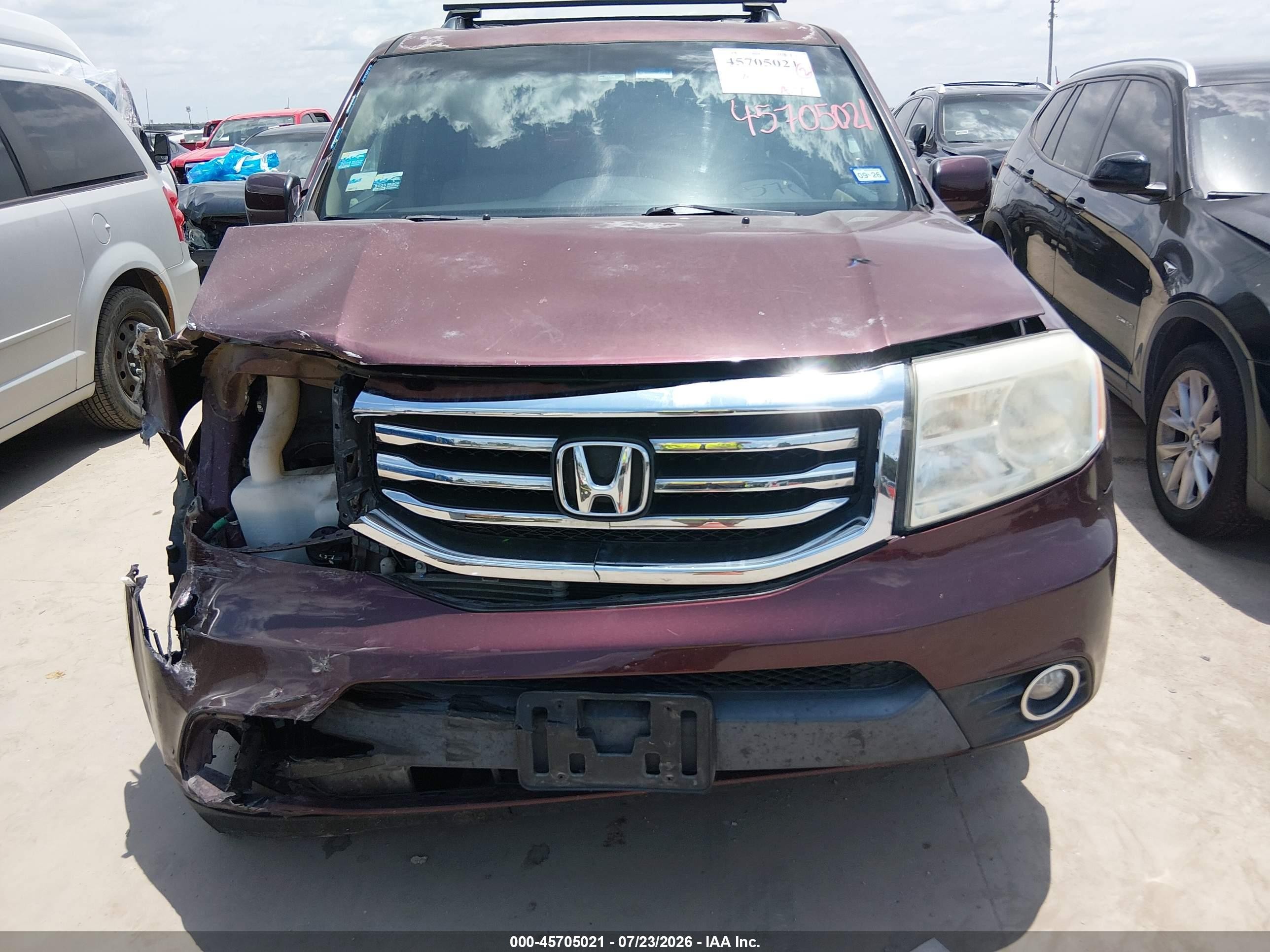 2013 Honda Pilot Ex-l Burgundy vin: 5FNYF4H50DB073174