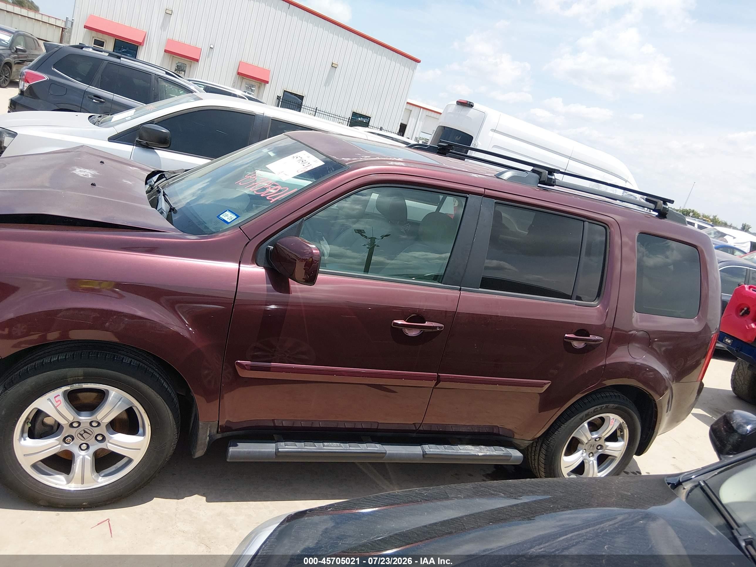 2013 Honda Pilot Ex-l Burgundy vin: 5FNYF4H50DB073174