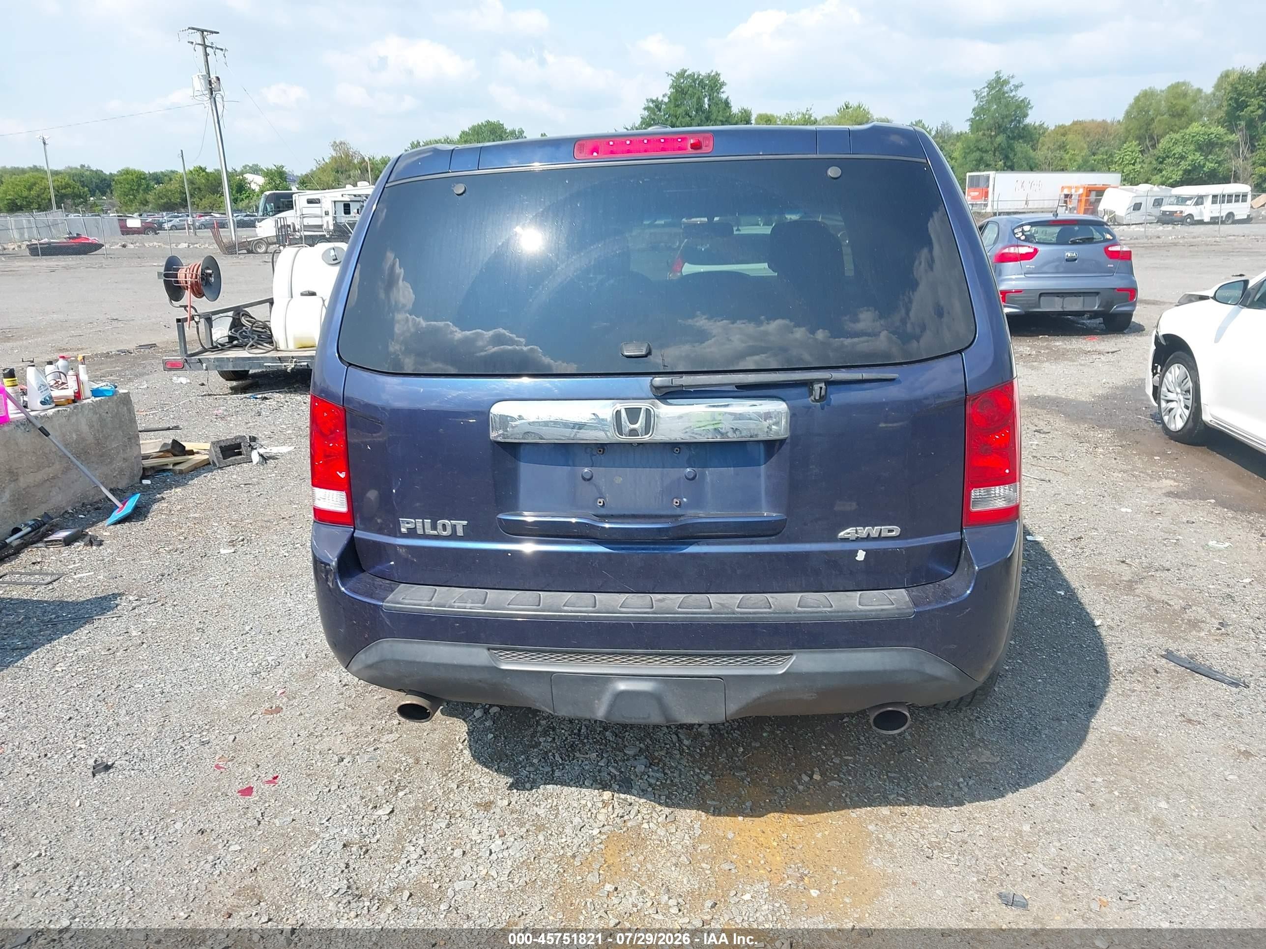 2013 Honda Pilot Ex-l Blue vin: 5FNYF4H50DB080836