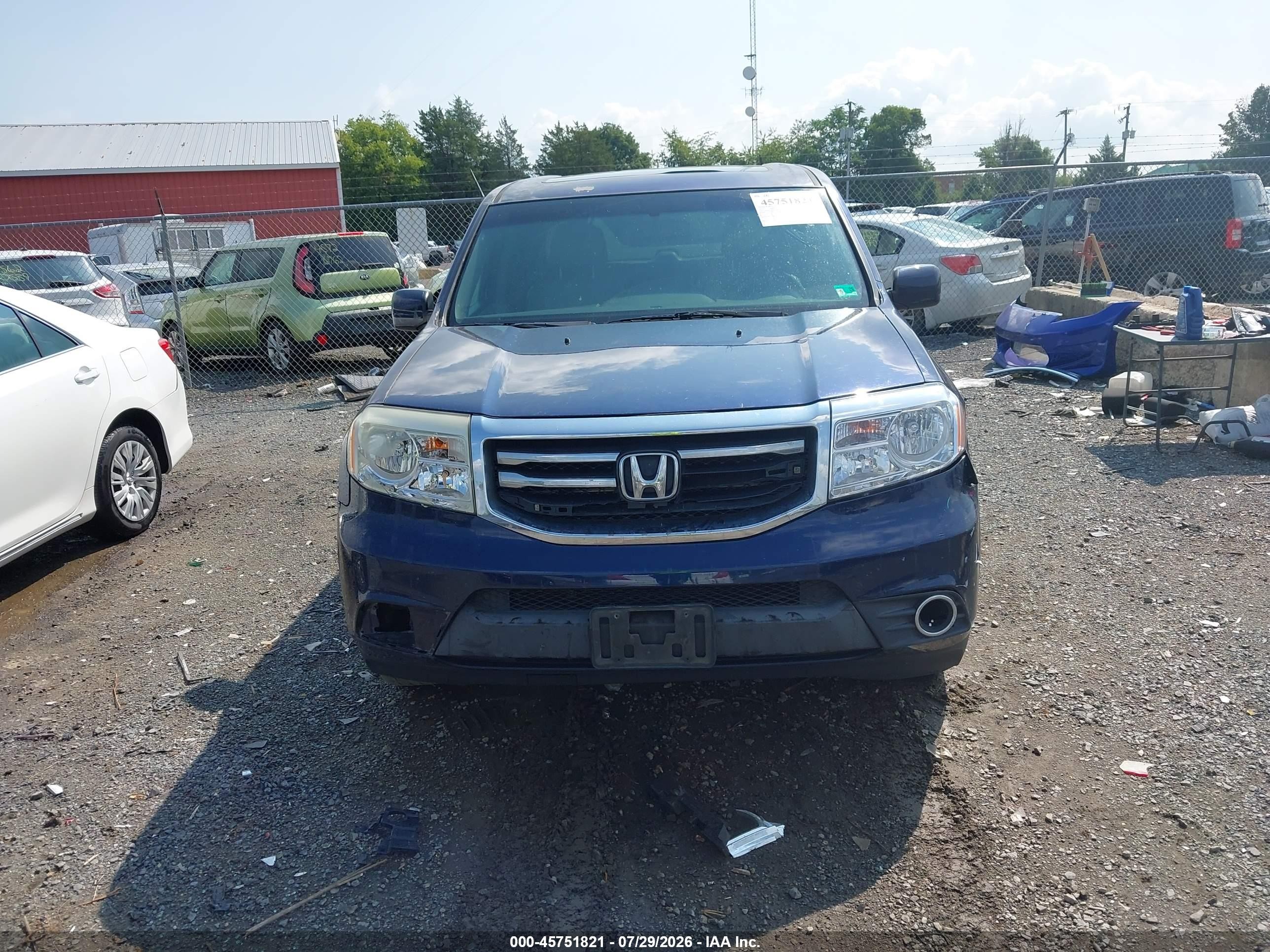 2013 Honda Pilot Ex-l Blue vin: 5FNYF4H50DB080836
