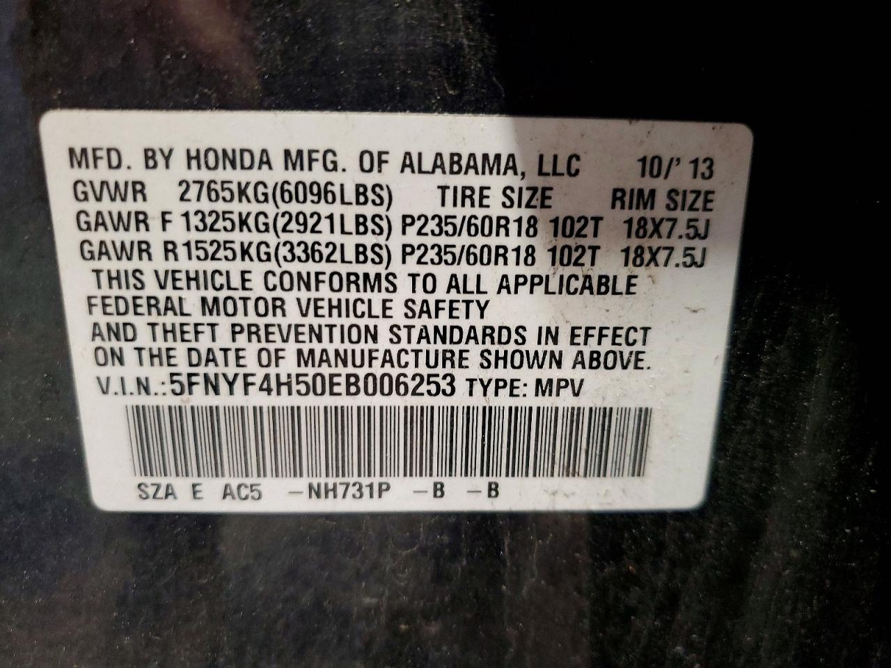 2014 Honda Pilot Exl Black vin: 5FNYF4H50EB006253