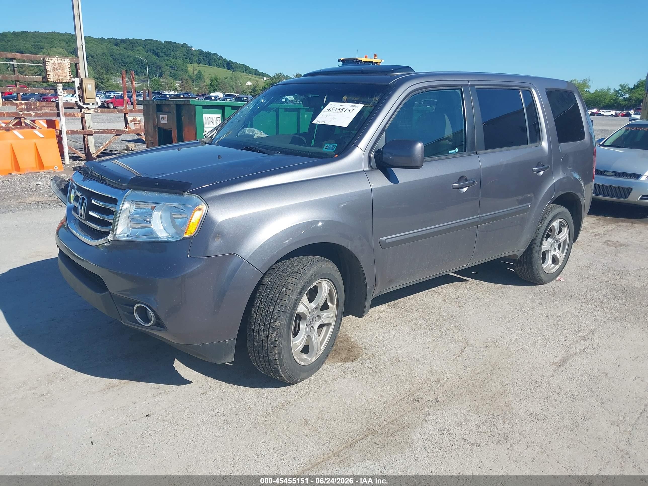 2014 Honda Pilot Ex-l Gray vin: 5FNYF4H50EB037129