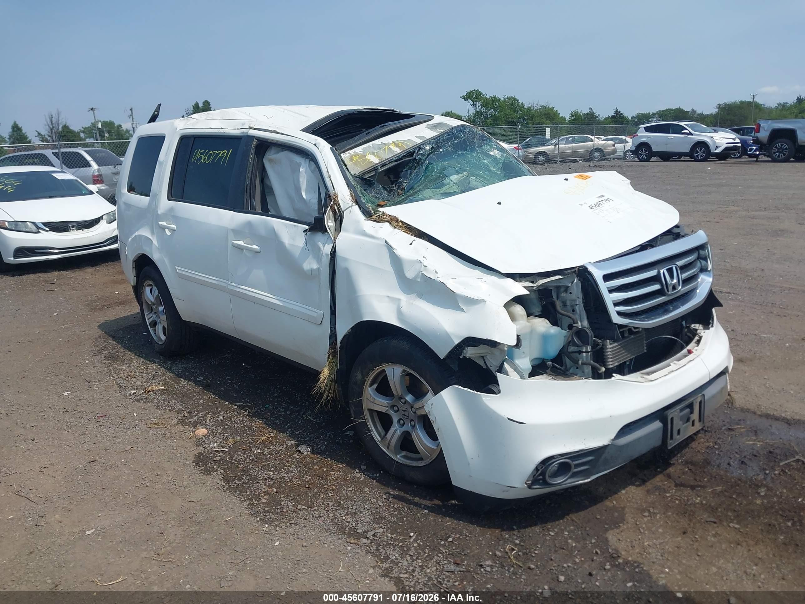 2013 Honda Pilot Ex-l White vin: 5FNYF4H51DB006731