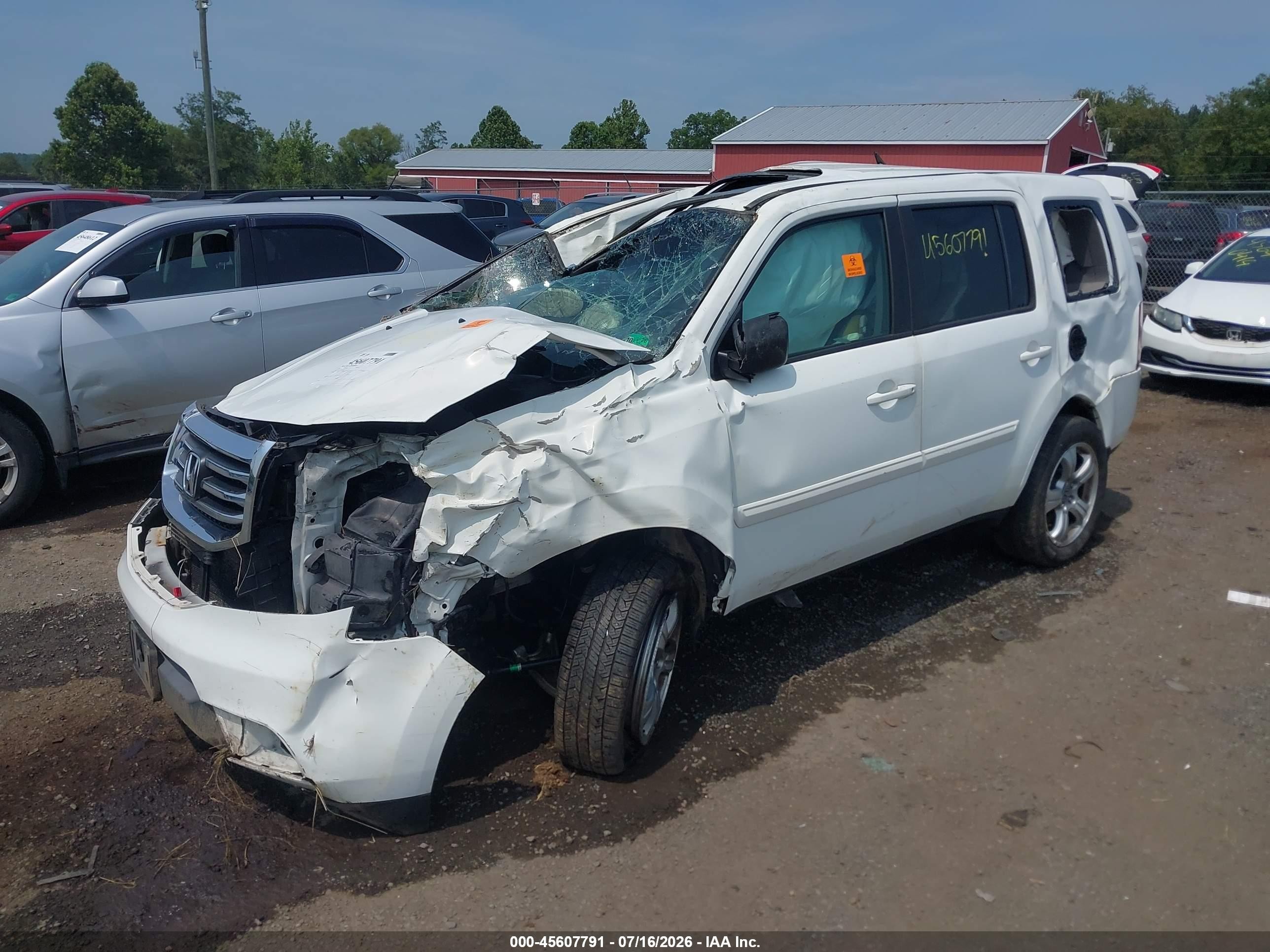 2013 Honda Pilot Ex-l White vin: 5FNYF4H51DB006731