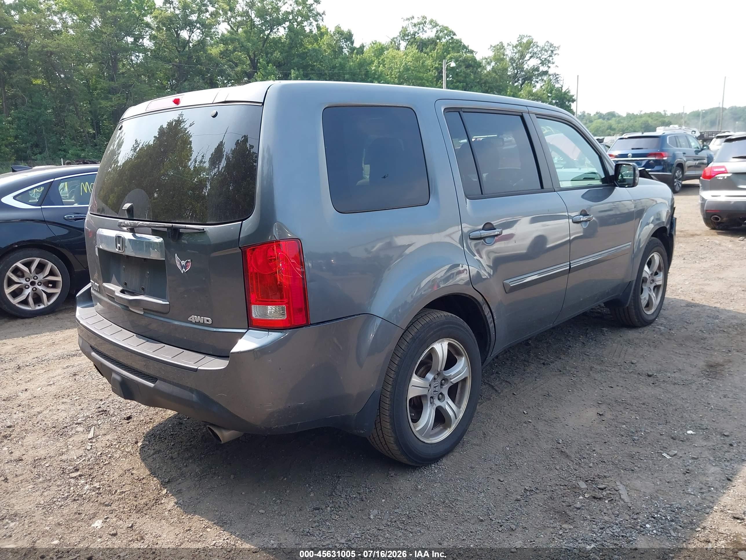 2013 Honda Pilot Ex-l Gray vin: 5FNYF4H51DB014621