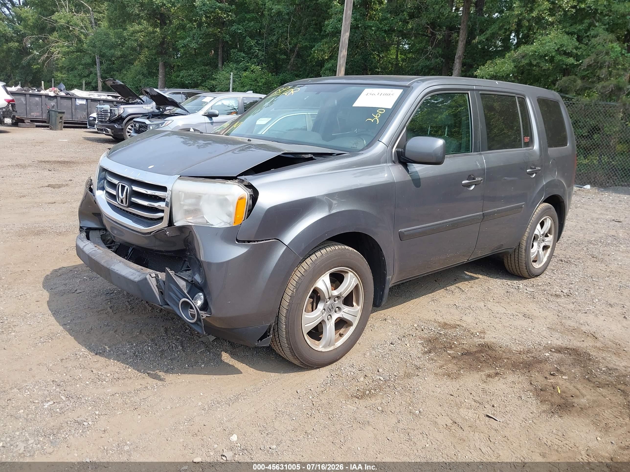 2013 Honda Pilot Ex-l Gray vin: 5FNYF4H51DB014621