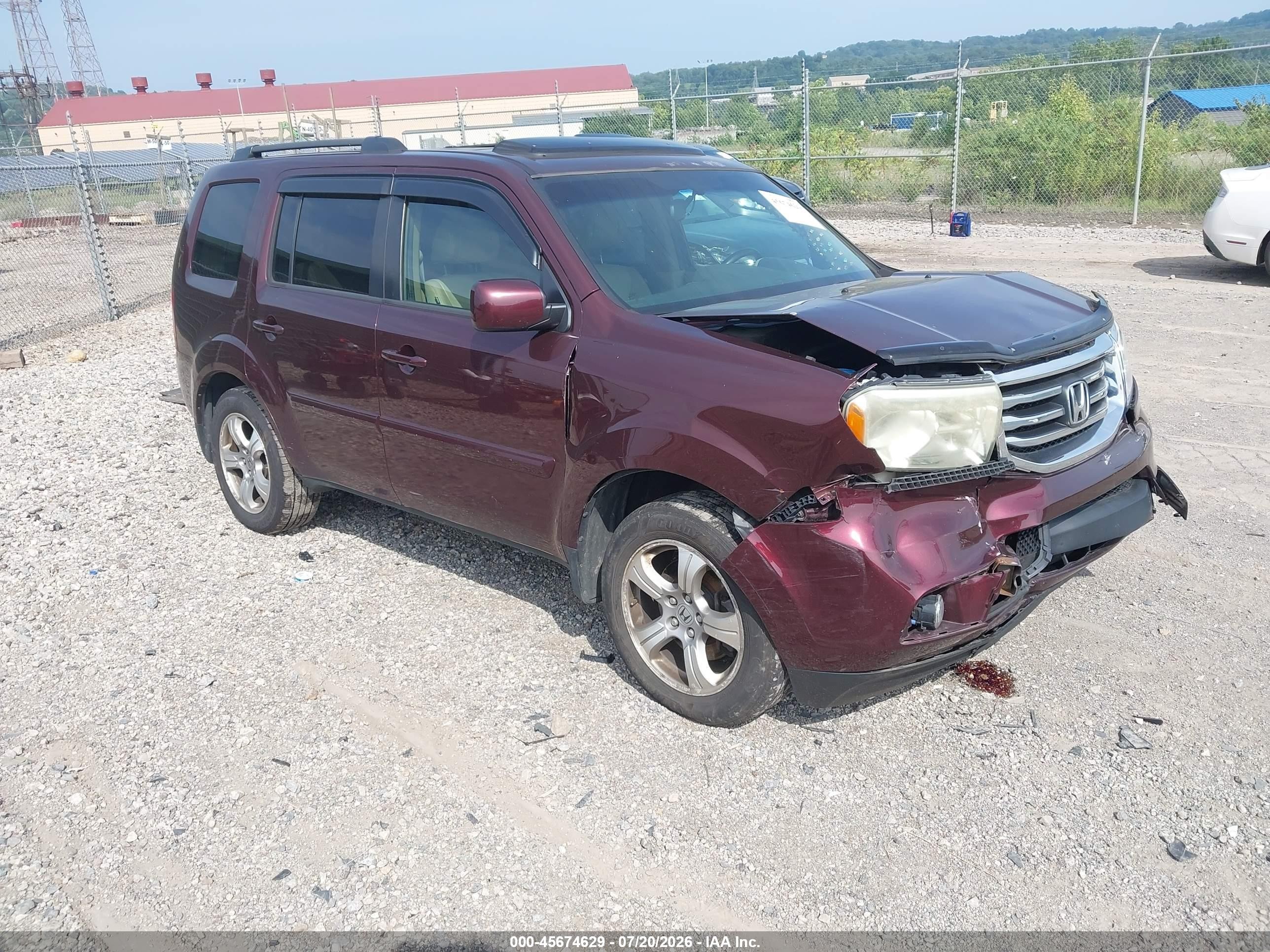 2013 Honda Pilot Ex-l Burgundy vin: 5FNYF4H51DB035873