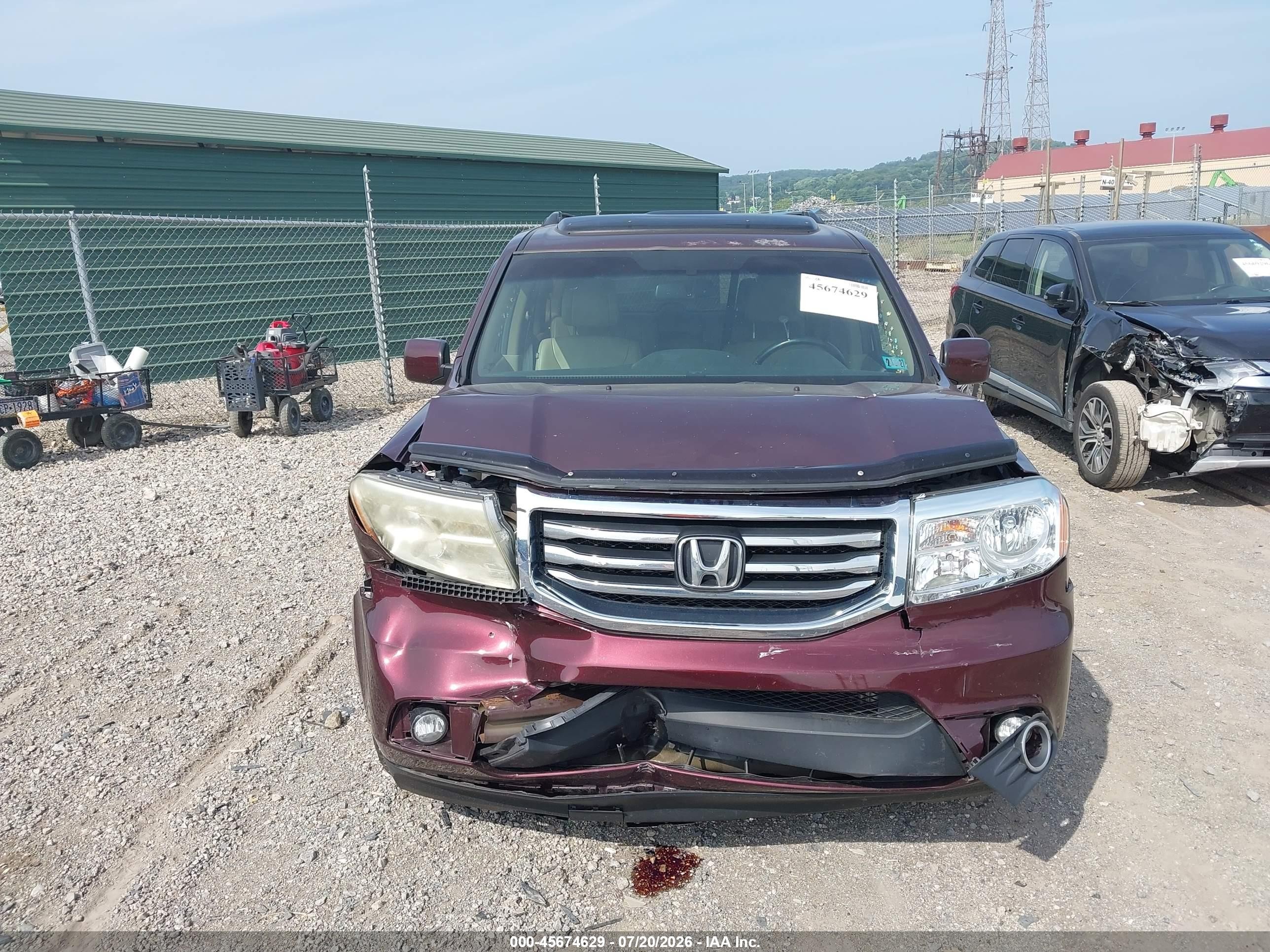 2013 Honda Pilot Ex-l Burgundy vin: 5FNYF4H51DB035873
