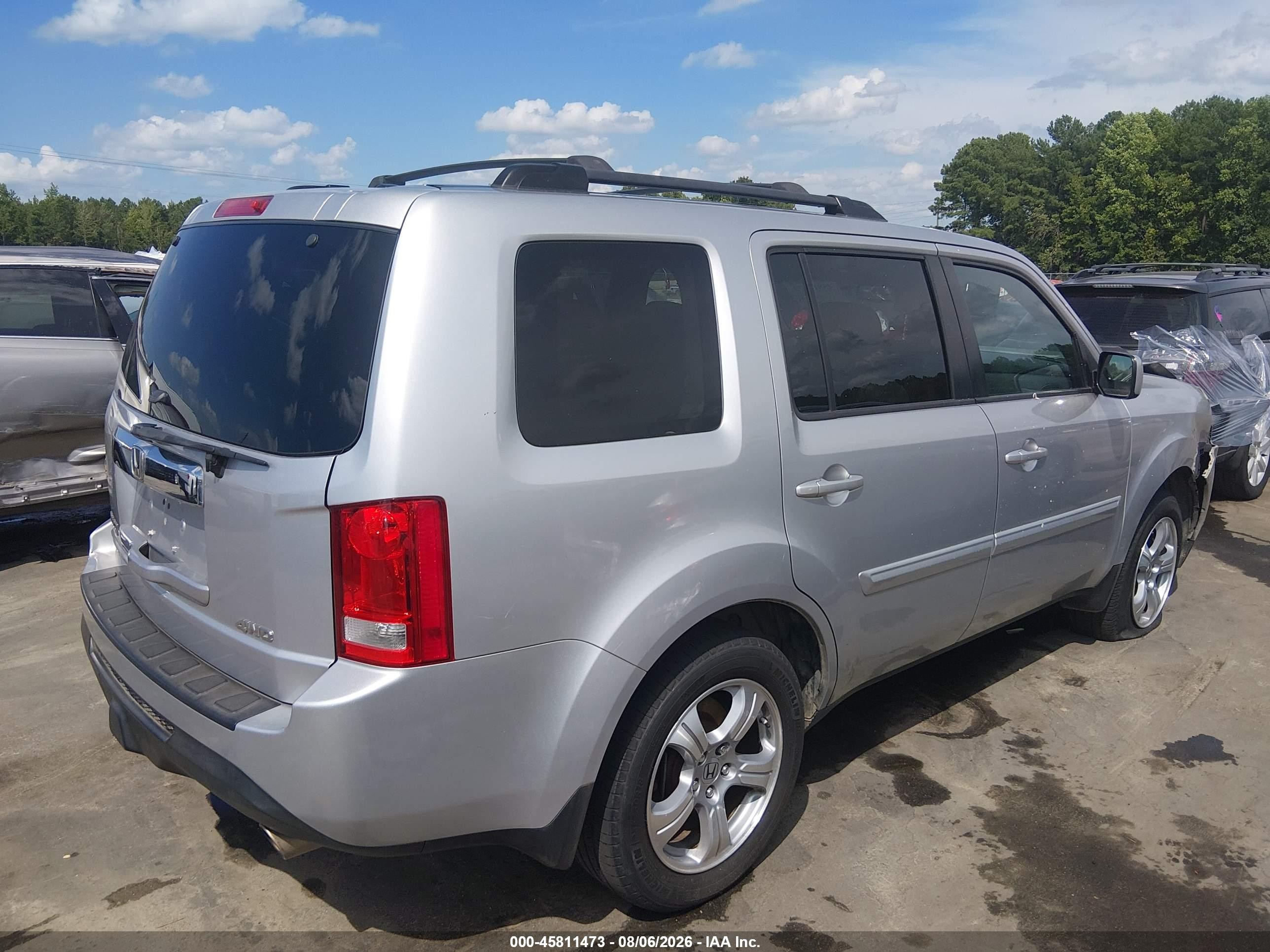 2013 Honda Pilot Ex-l Silver vin: 5FNYF4H51DB047392