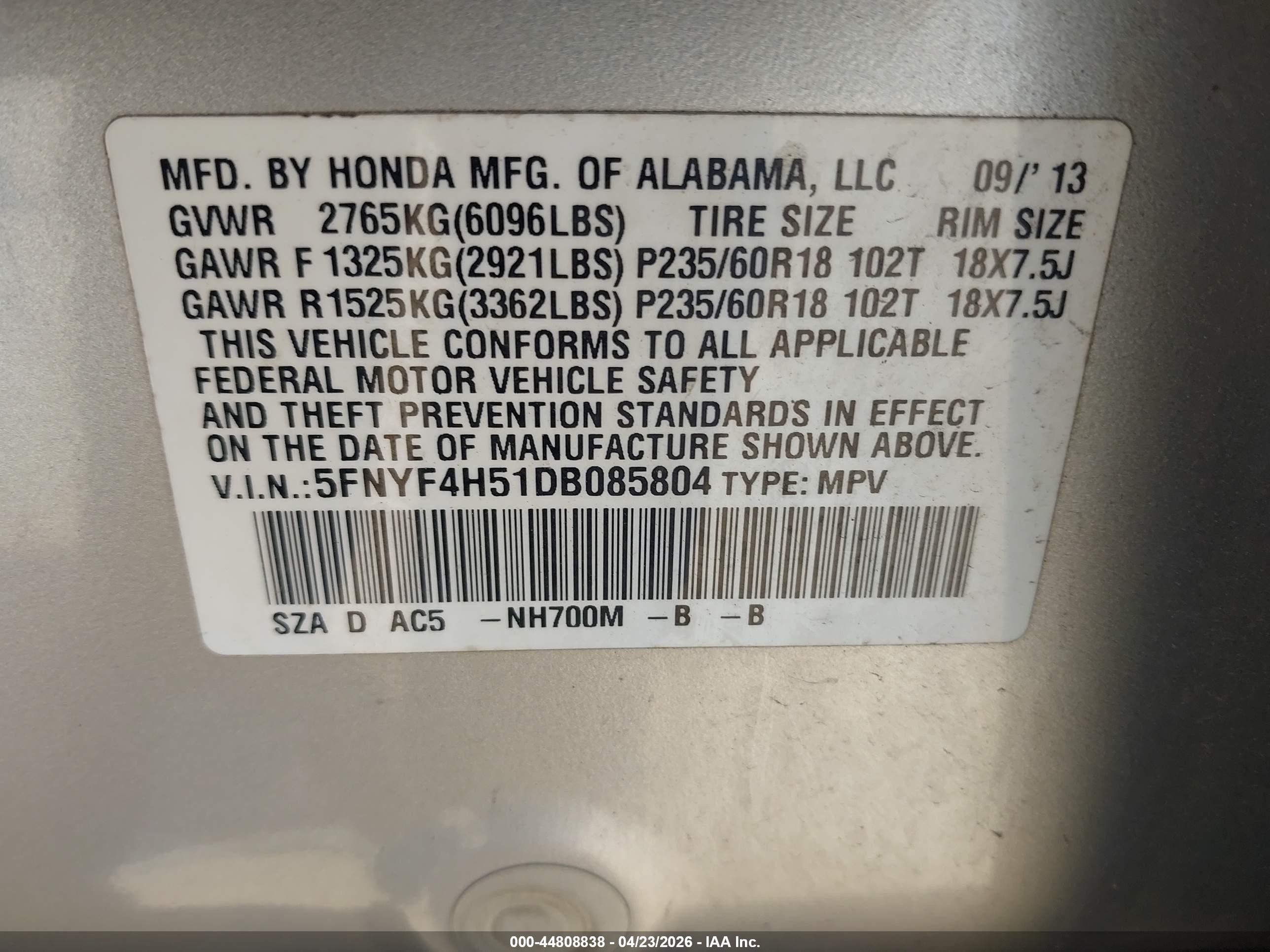 2013 Honda Pilot Ex-l Silver vin: 5FNYF4H51DB085804