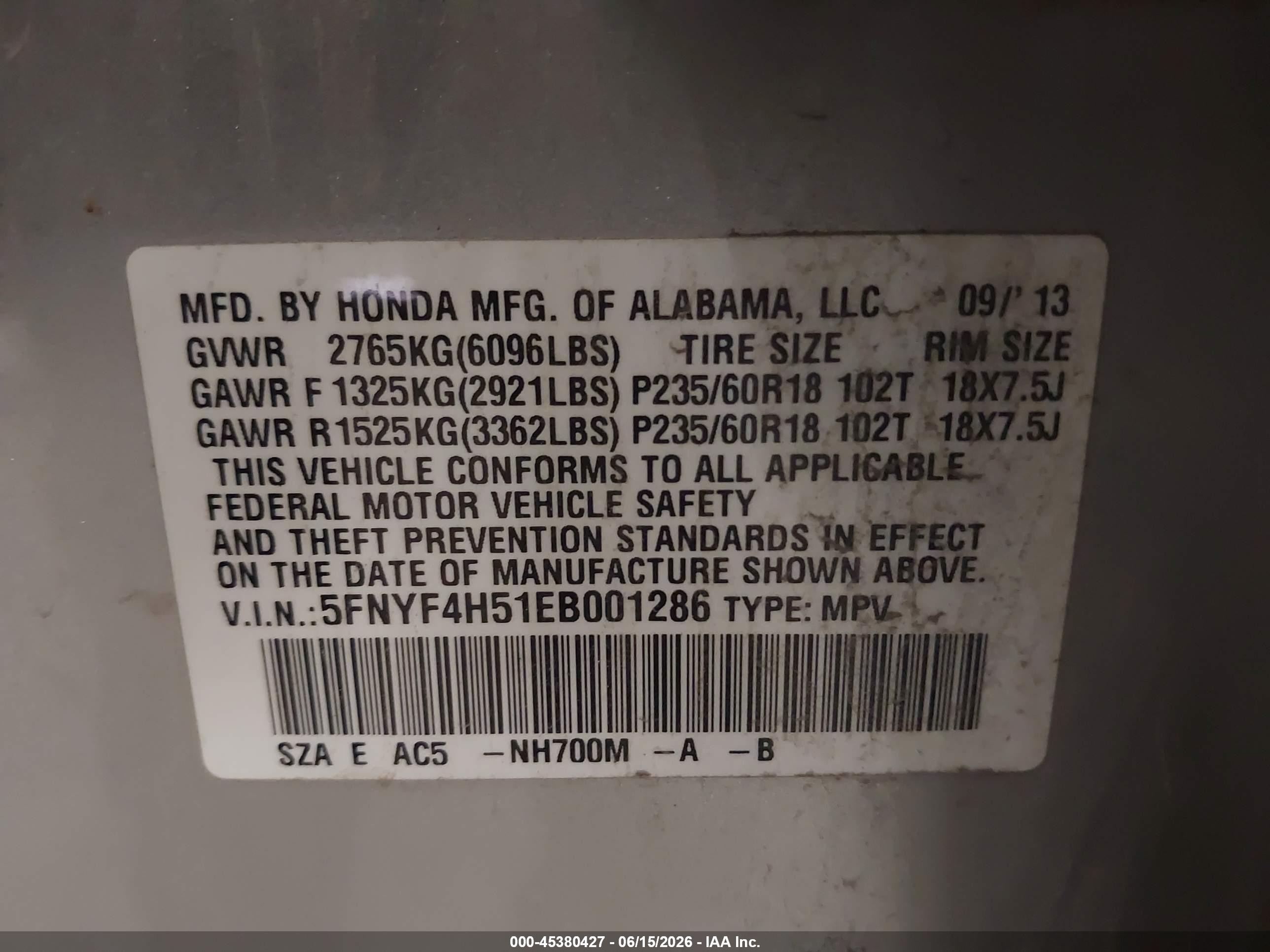 2014 Honda Pilot Ex-l Silver vin: 5FNYF4H51EB001286