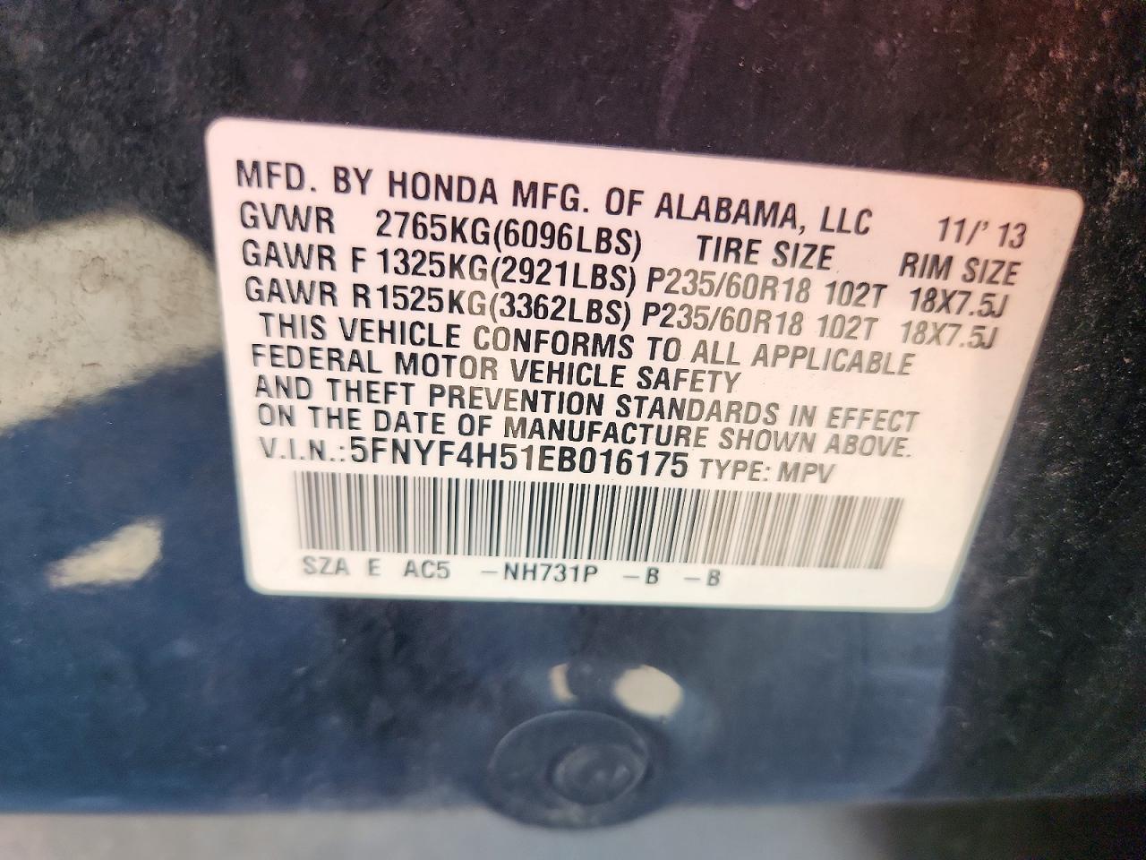 2014 Honda Pilot Exl Black vin: 5FNYF4H51EB016175
