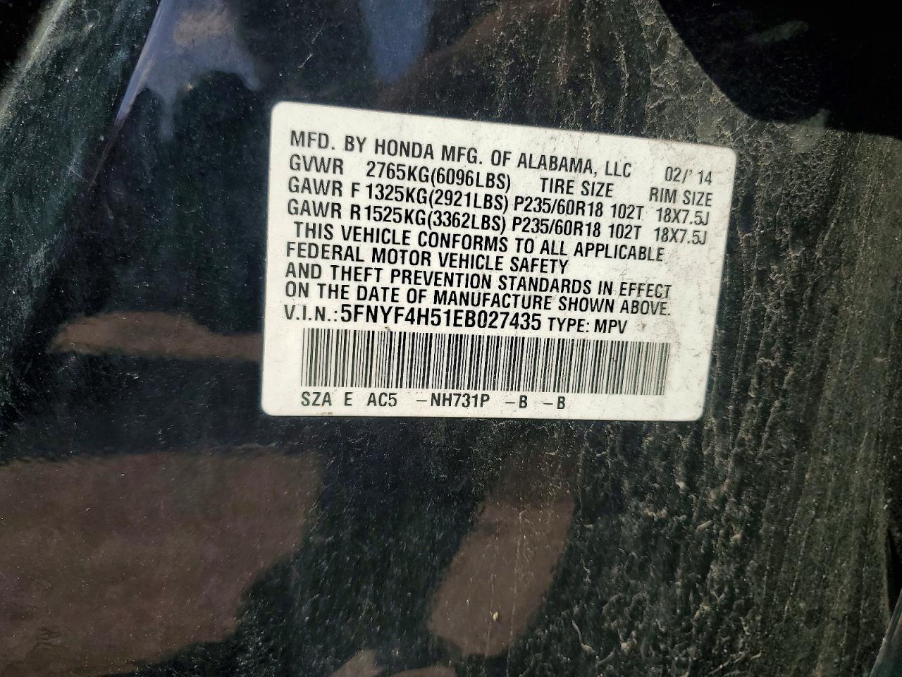 2014 Honda Pilot Exl Blue vin: 5FNYF4H51EB027435