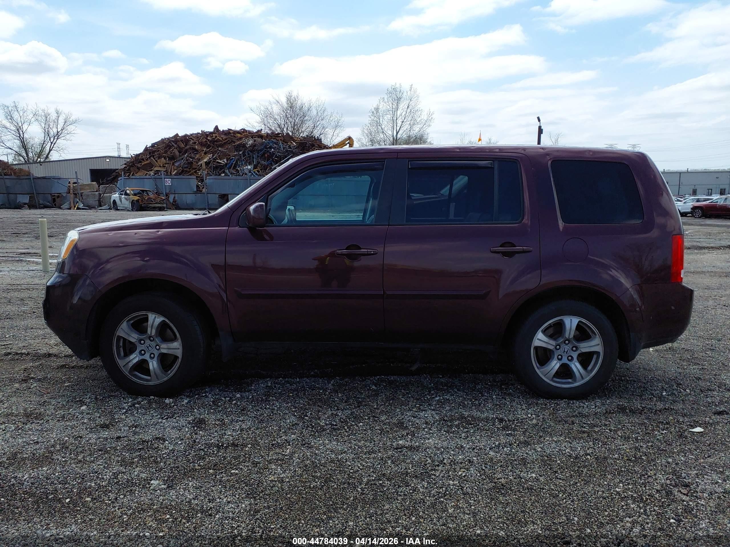 2014 Honda Pilot Ex-l Burgundy vin: 5FNYF4H51EB043537