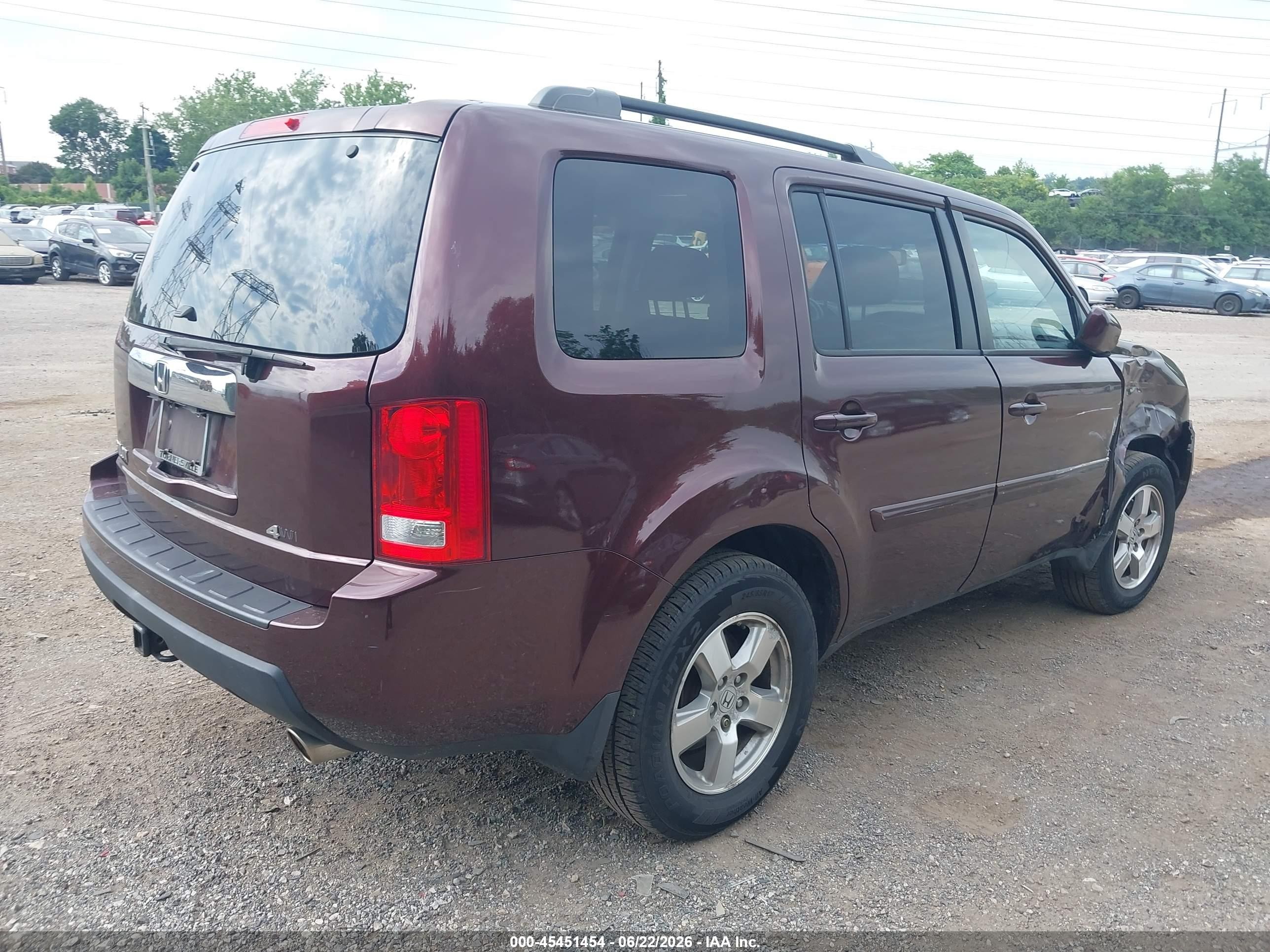 2011 Honda Pilot Ex-l Maroon vin: 5FNYF4H52BB043865