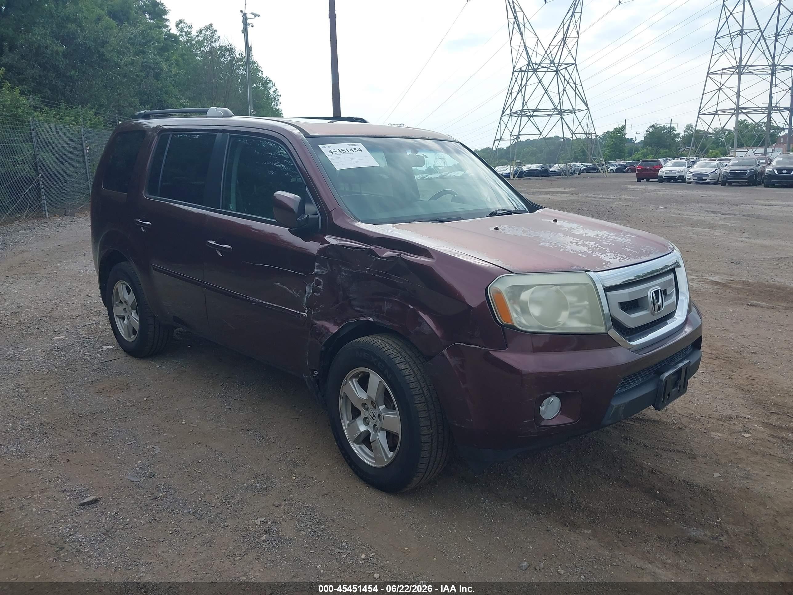 2011 Honda Pilot Ex-l Темно-бордовый vin: 5FNYF4H52BB043865