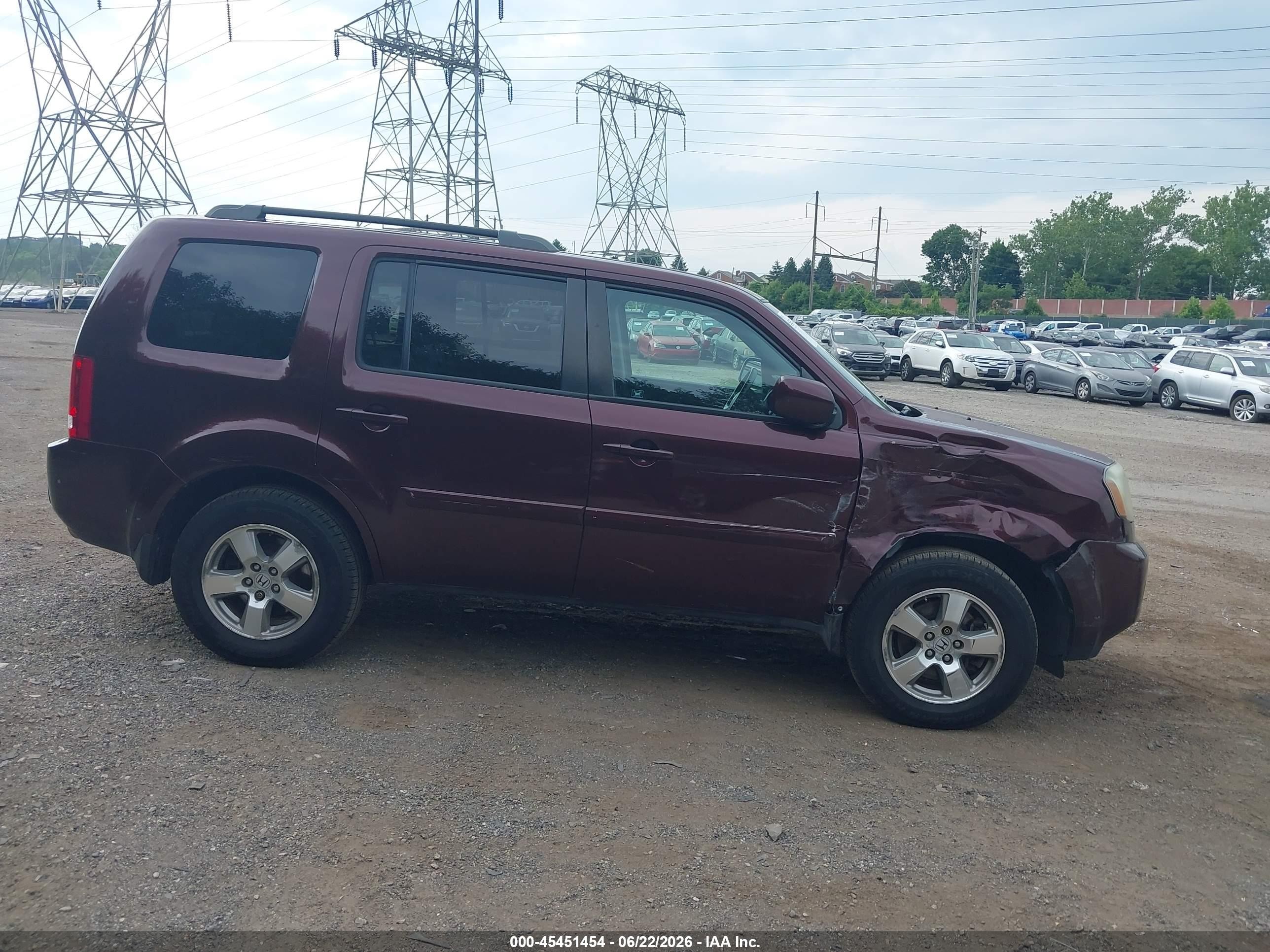 2011 Honda Pilot Ex-l Maroon vin: 5FNYF4H52BB043865