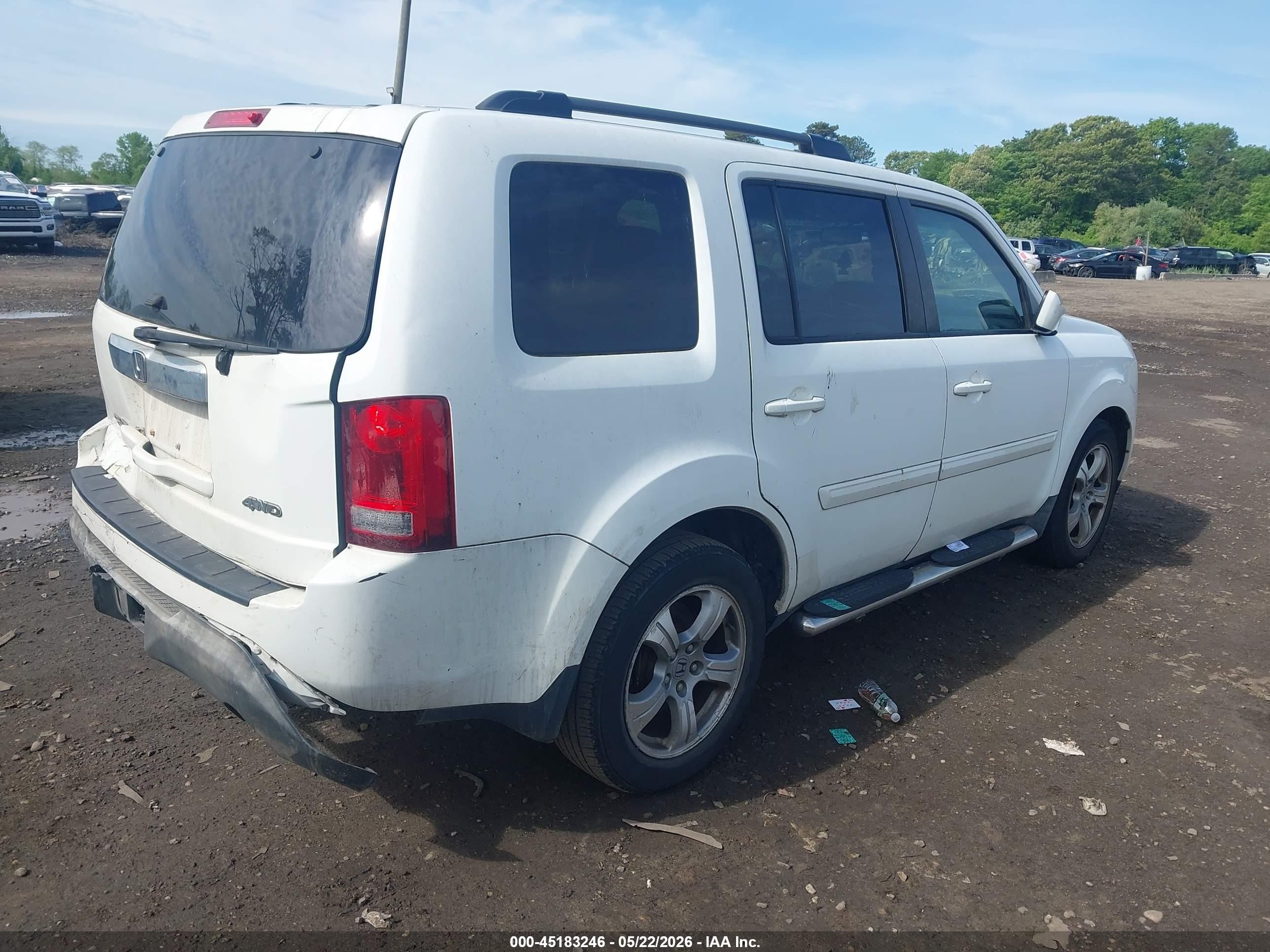 2012 Honda Pilot Ex-l White vin: 5FNYF4H52CB039896