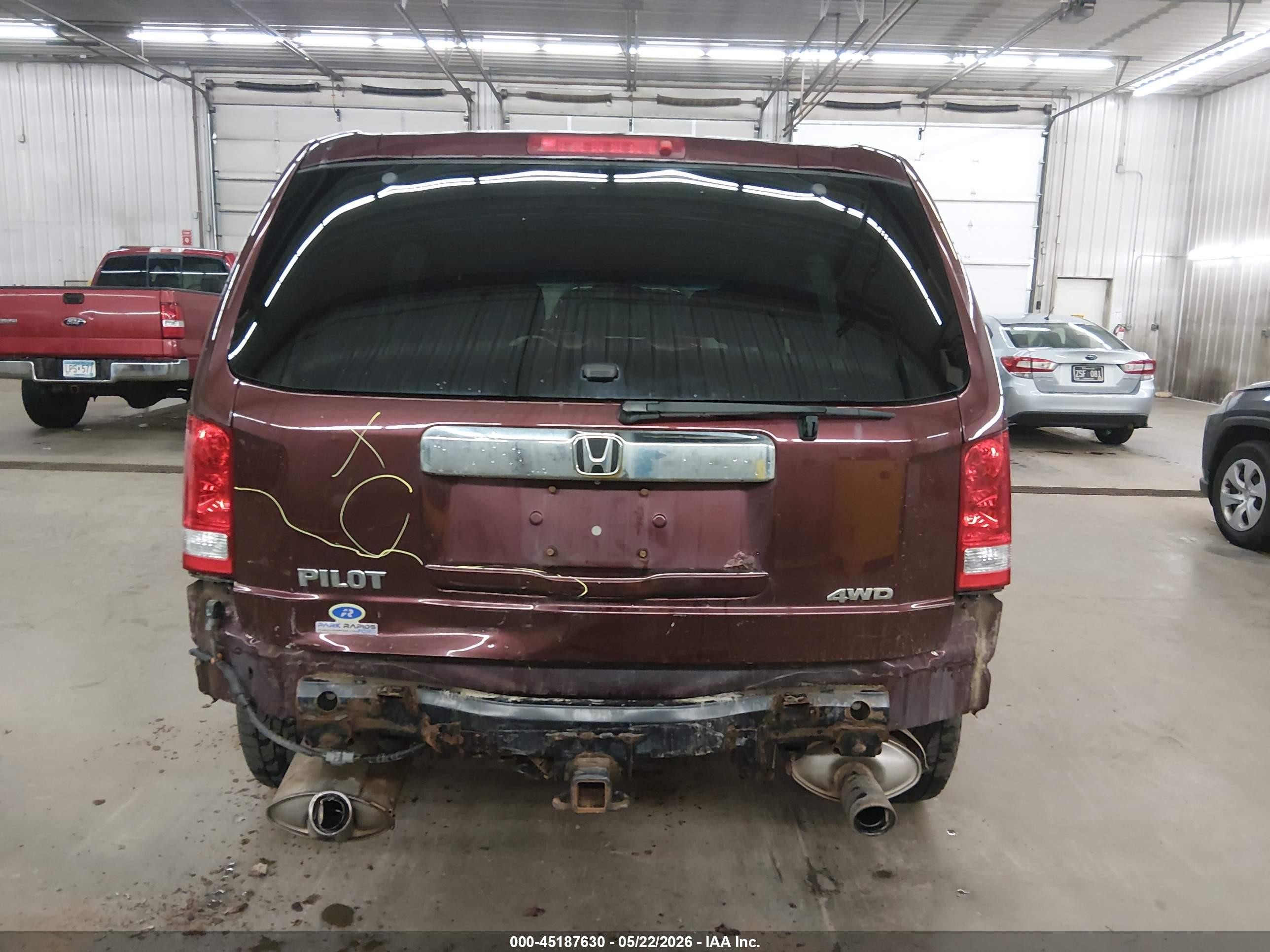 2012 Honda Pilot Exl Maroon vin: 5FNYF4H52CB053703