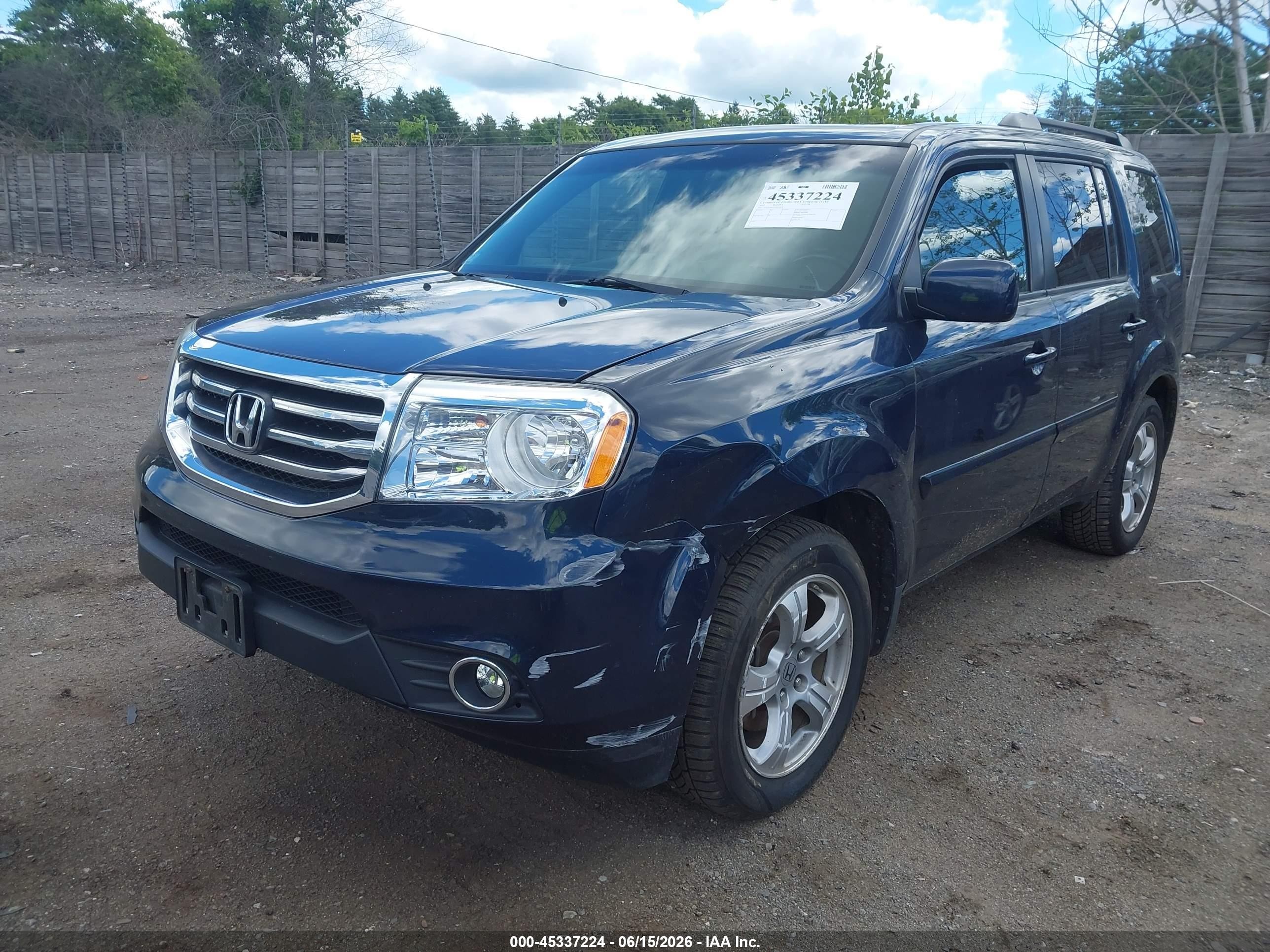 2012 Honda Pilot Ex-l Dark Blue vin: 5FNYF4H52CB079038