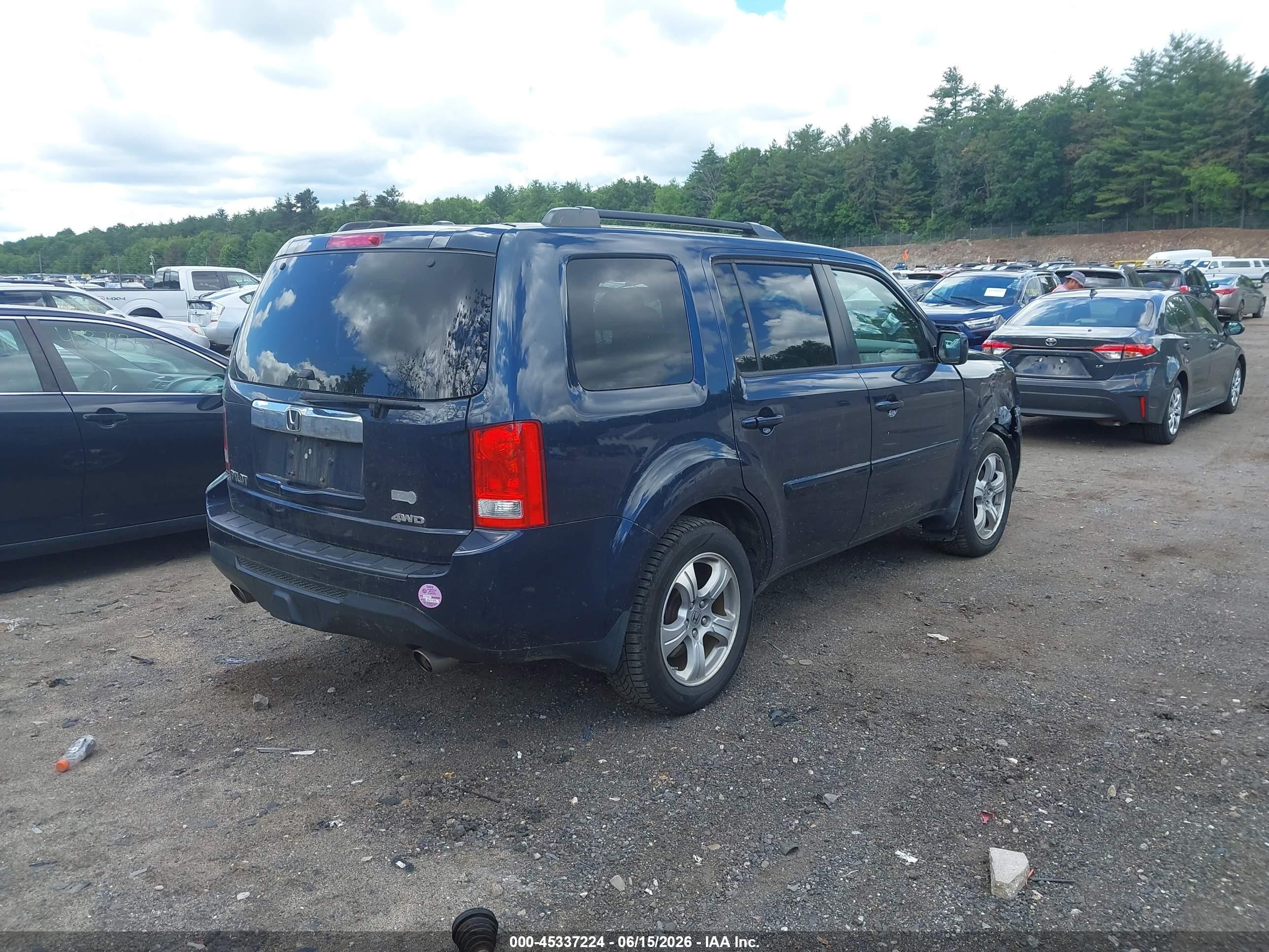 2012 Honda Pilot Ex-l Dark Blue vin: 5FNYF4H52CB079038