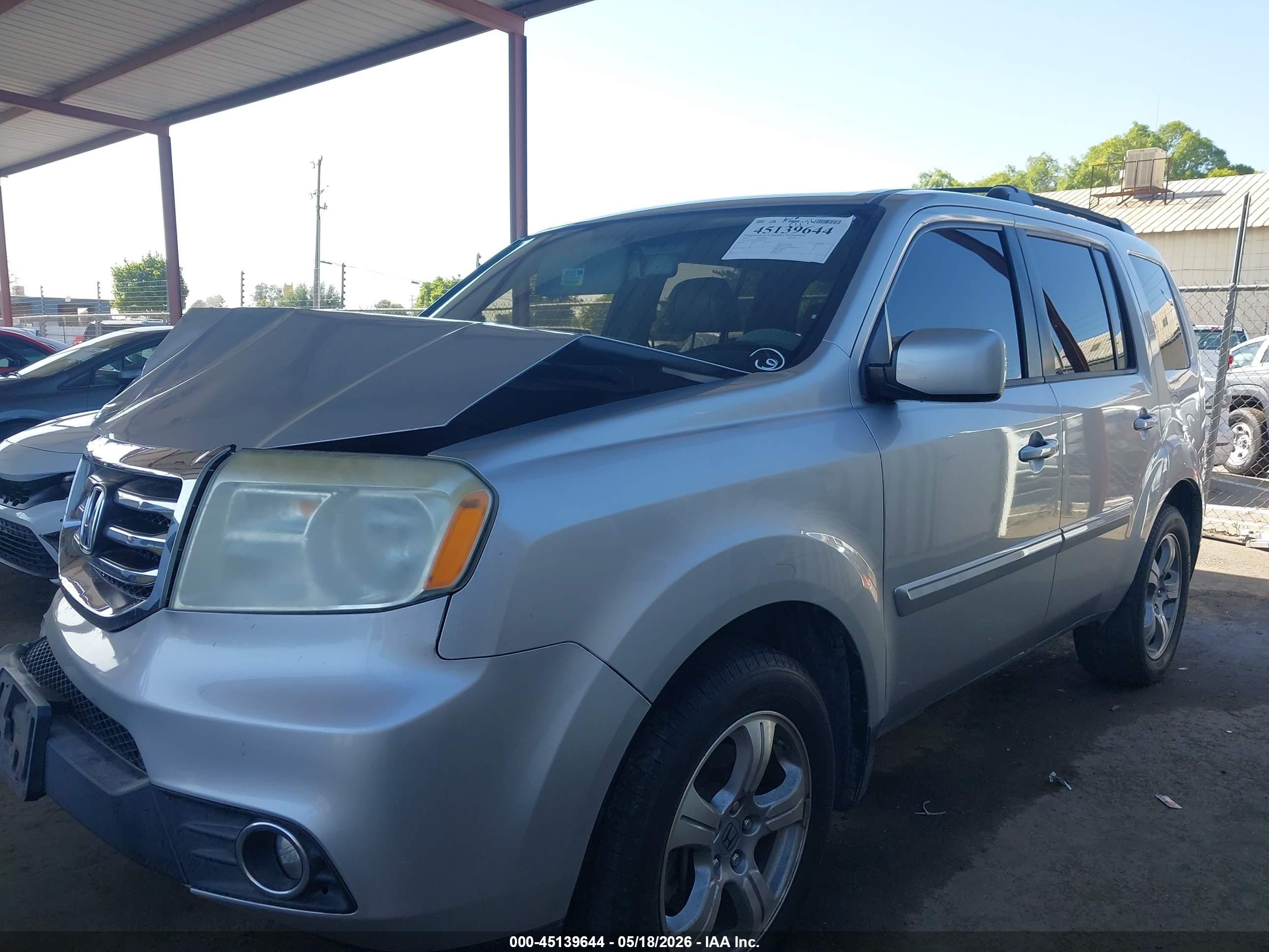 2013 Honda Pilot Ex-l Silver vin: 5FNYF4H52DB023036