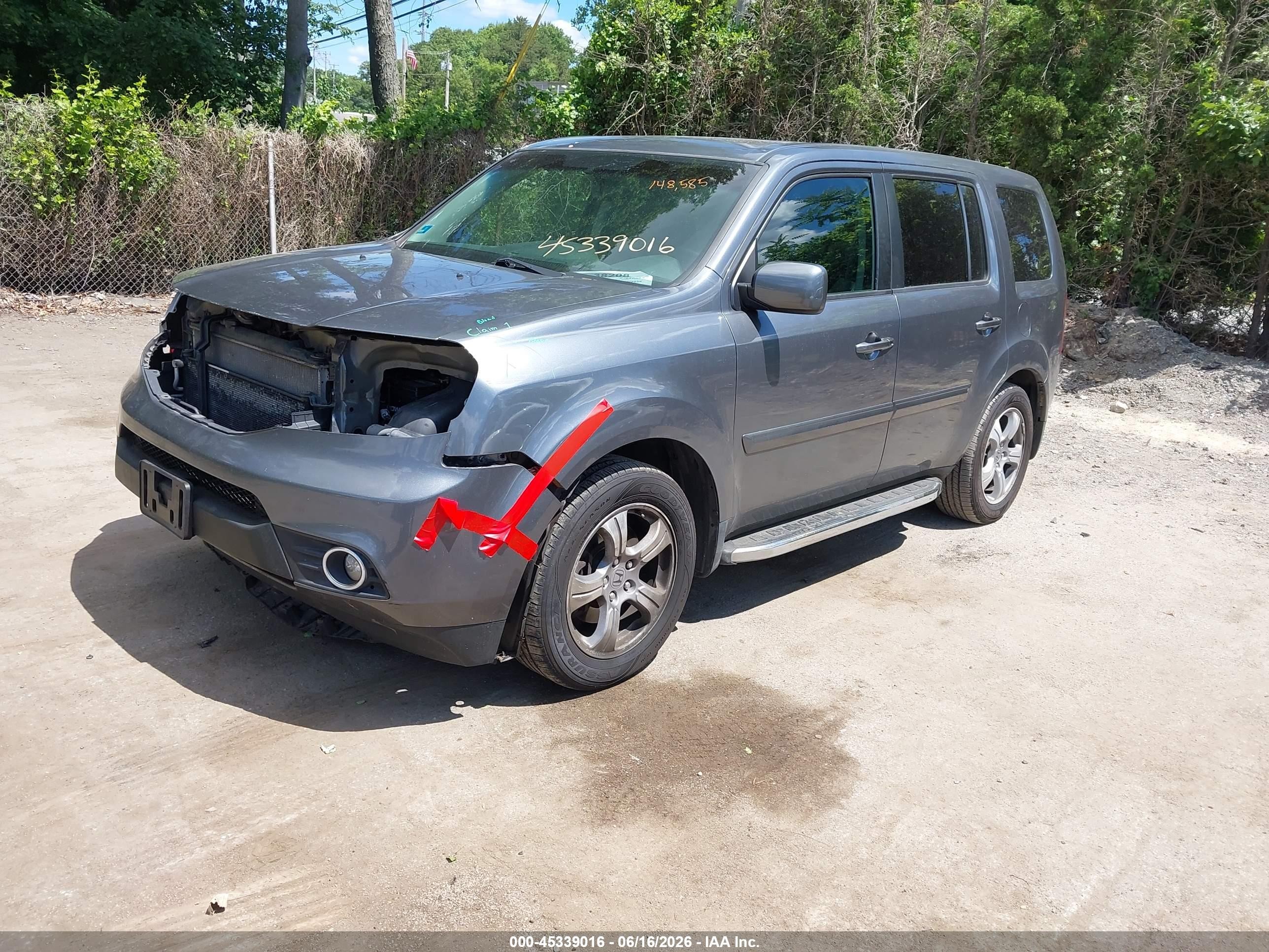 2013 Honda Pilot Ex-l Gray vin: 5FNYF4H52DB026874