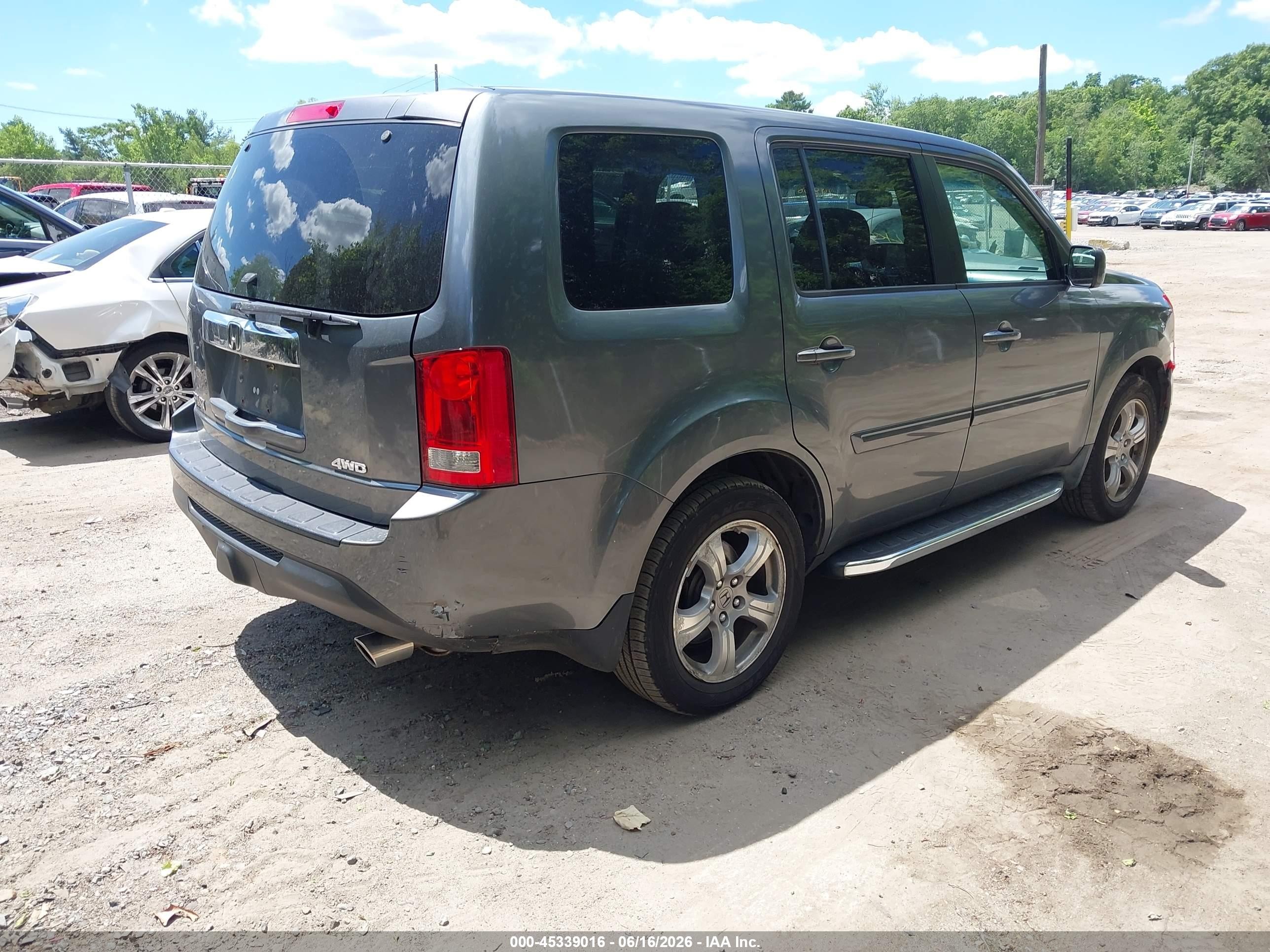 2013 Honda Pilot Ex-l Gray vin: 5FNYF4H52DB026874