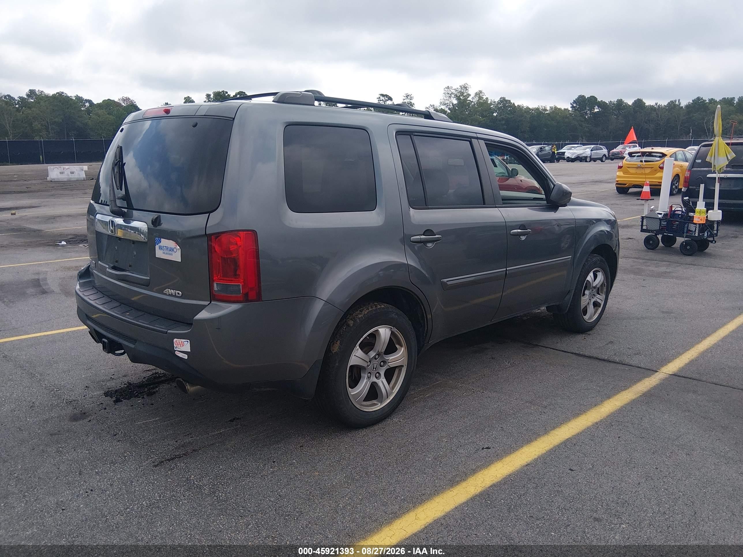 2013 Honda Pilot Ex-l Gray vin: 5FNYF4H52DB054142