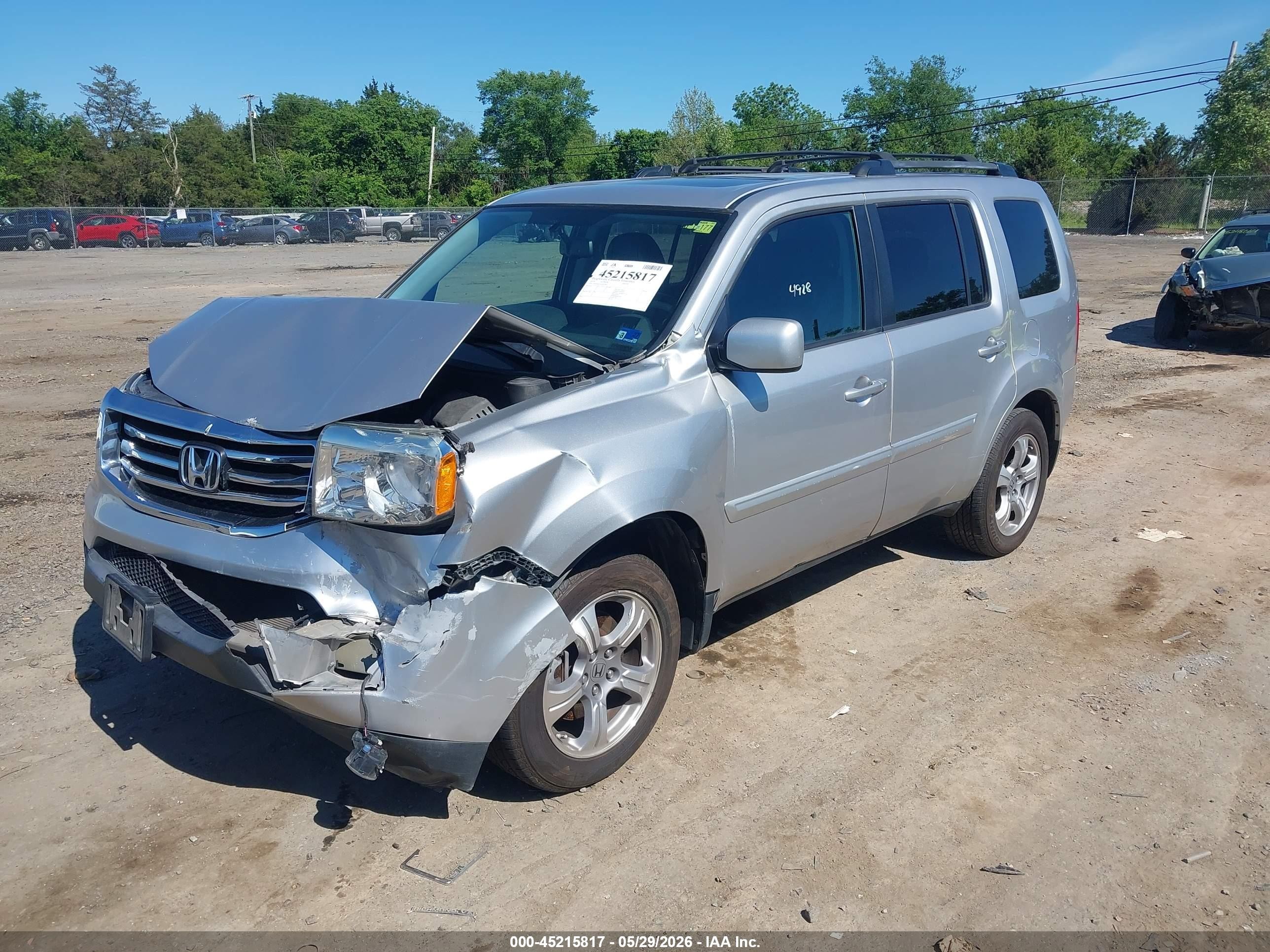 2014 Honda Pilot Ex-l Silver vin: 5FNYF4H52EB027895
