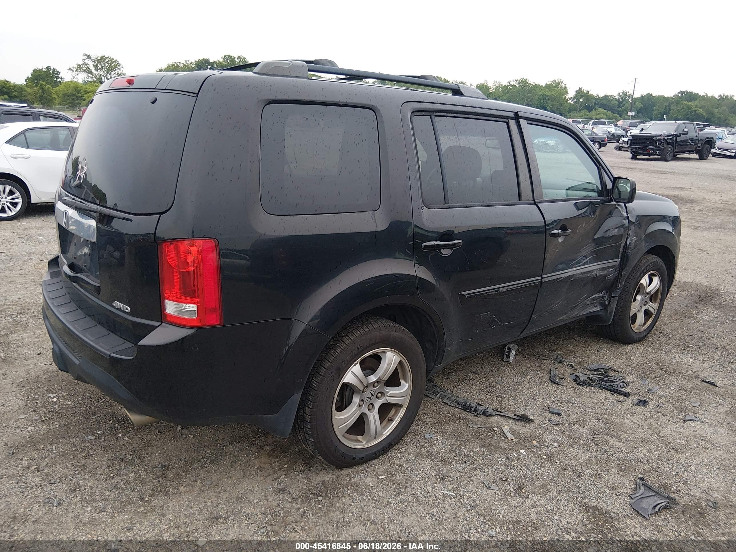 2014 Honda Pilot Ex-l Blue vin: 5FNYF4H52EB053087