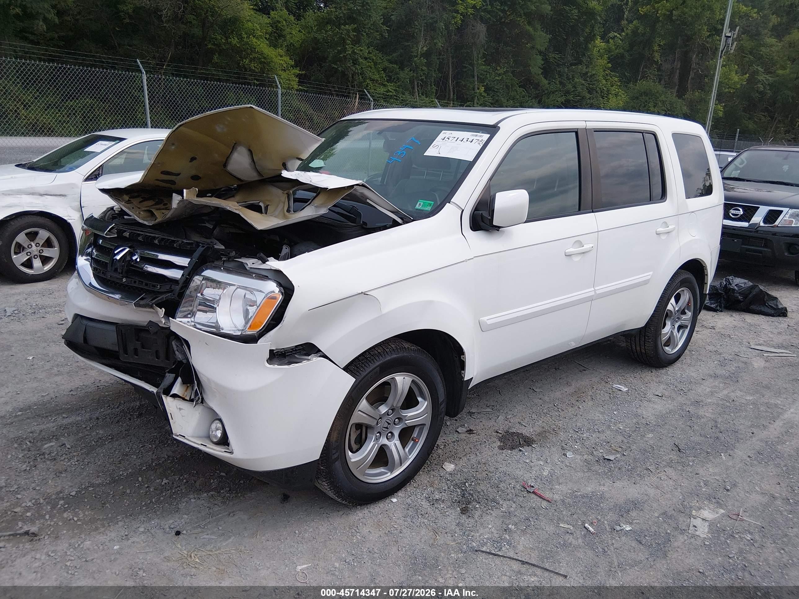 2015 Honda Pilot Ex-l White vin: 5FNYF4H52FB009740