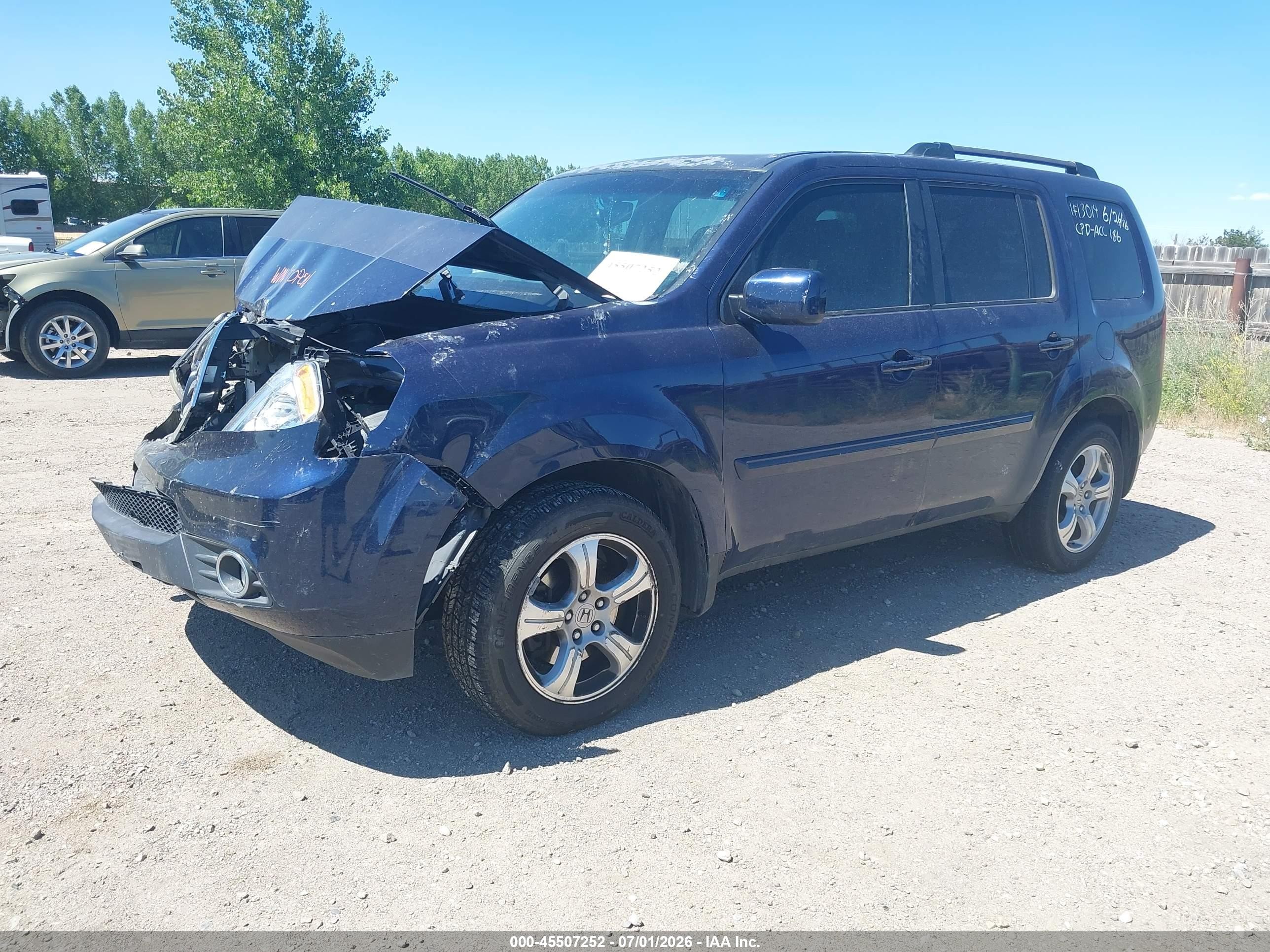 2015 Honda Pilot Ex-l Blue vin: 5FNYF4H52FB046349